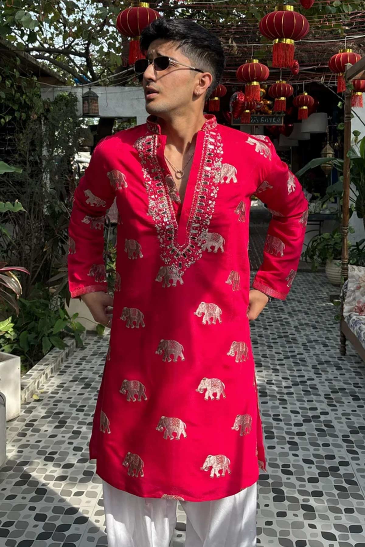 Buy Rayon Embroidered Pink Kurta for men by Aastha Fashion online available at scrollnshops