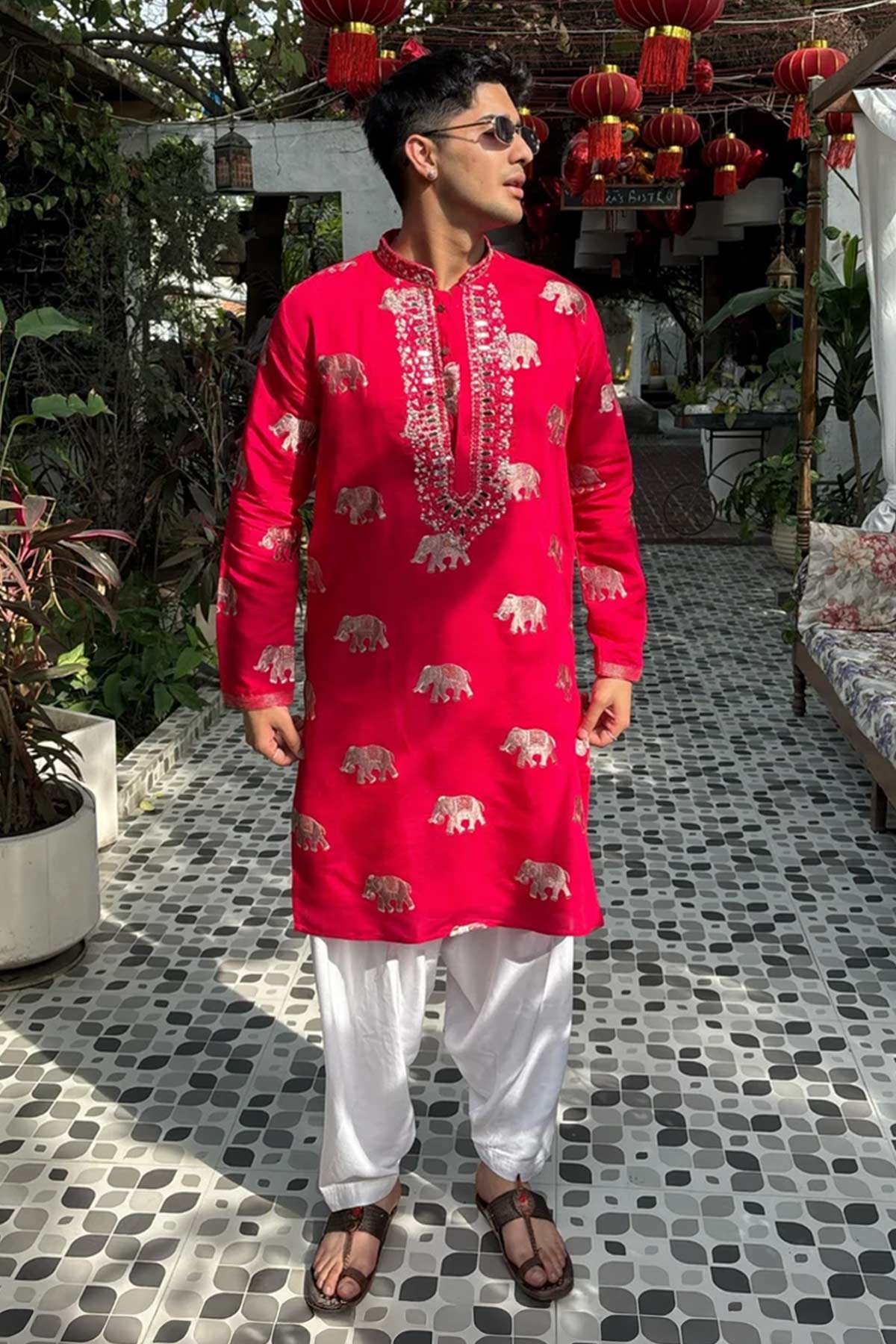 Rayon Embroidered Pink Kurta