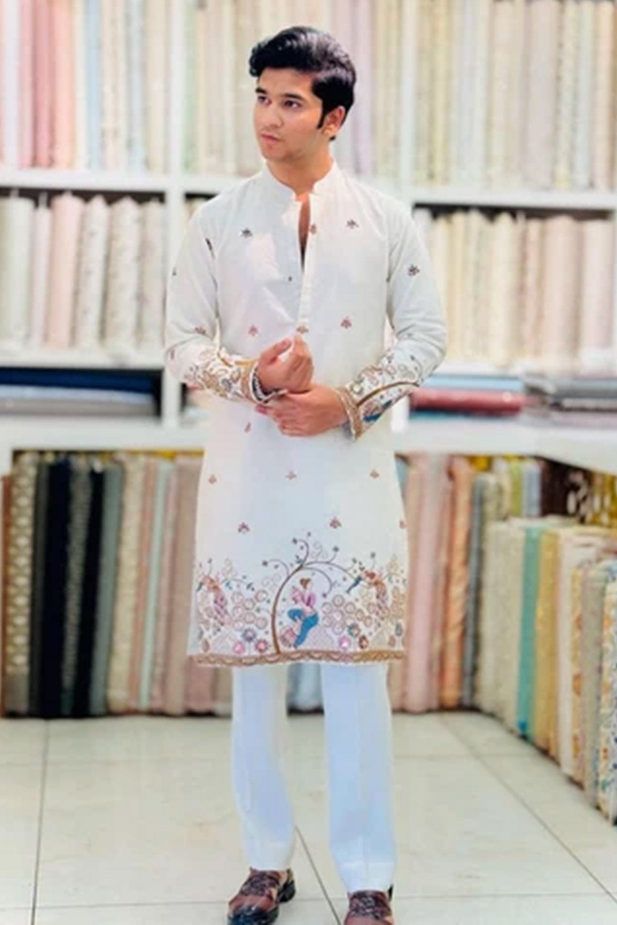 Rayon Embroidered White Kurta