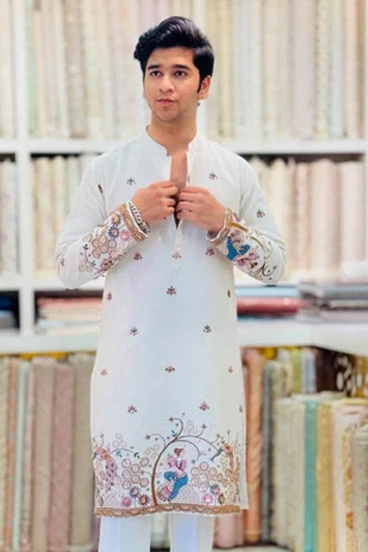 Rayon Embroidered White Kurta