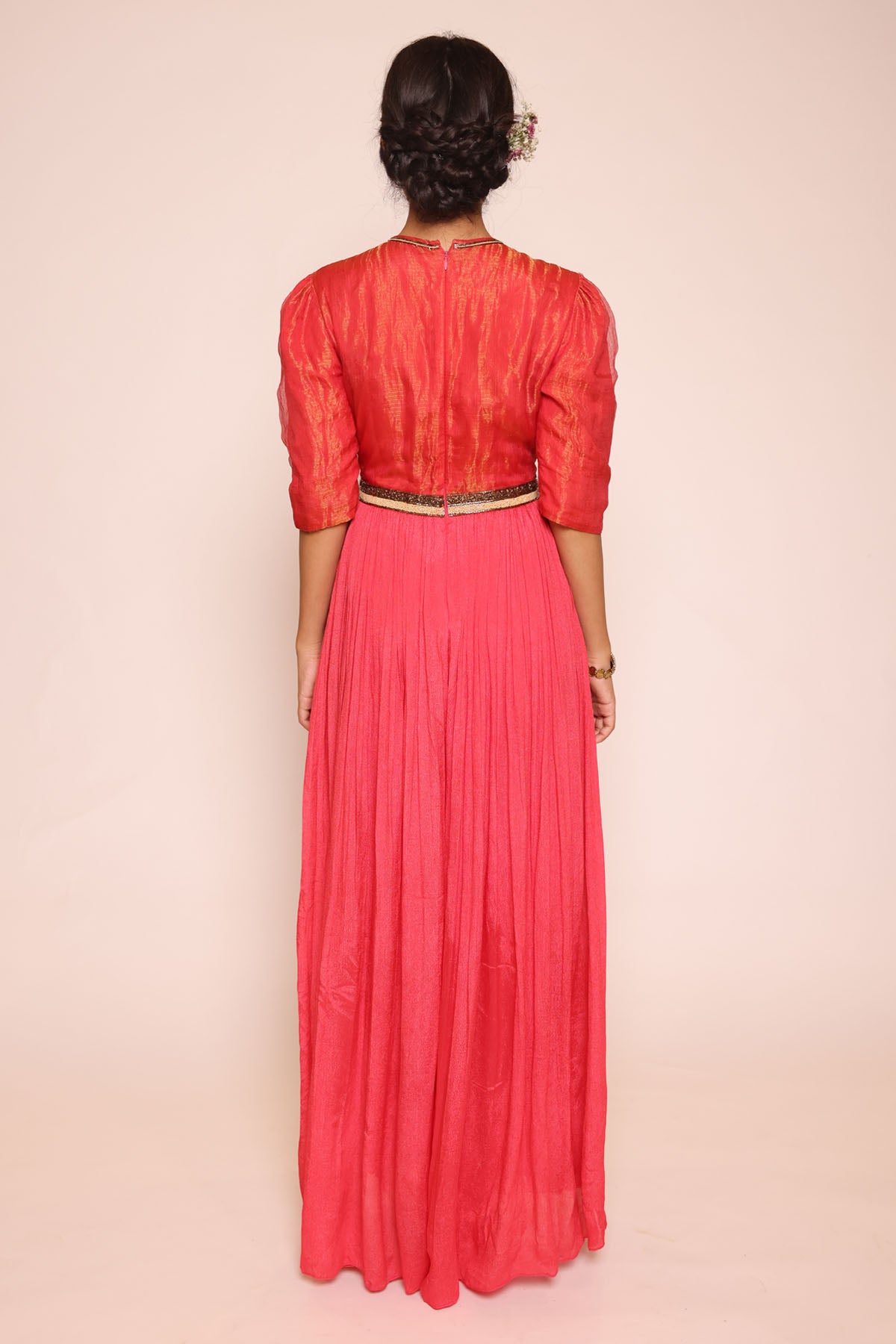 Red 3D Floral Embroidered Jumpsuit