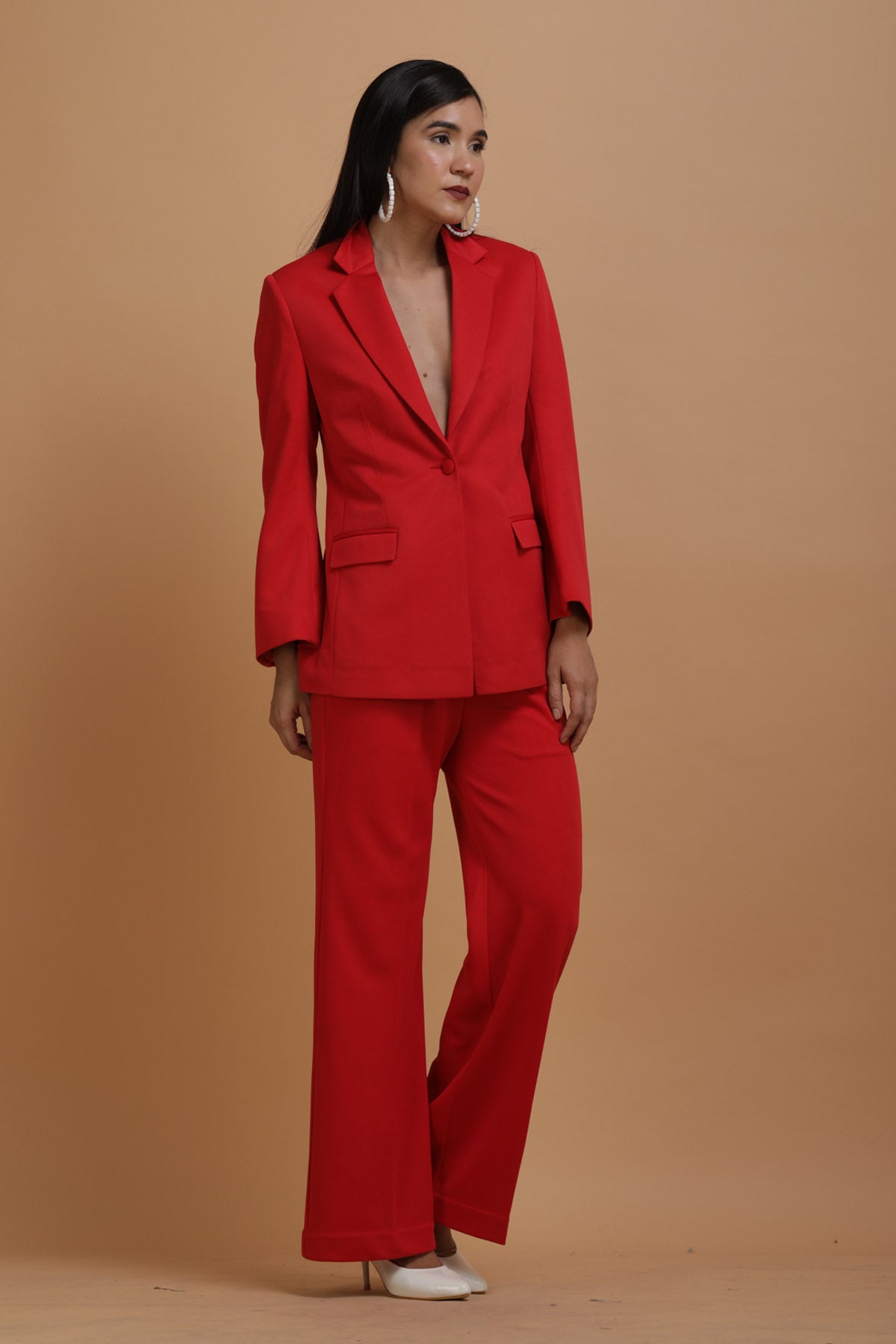 Red Banana Crepe Blazer Set