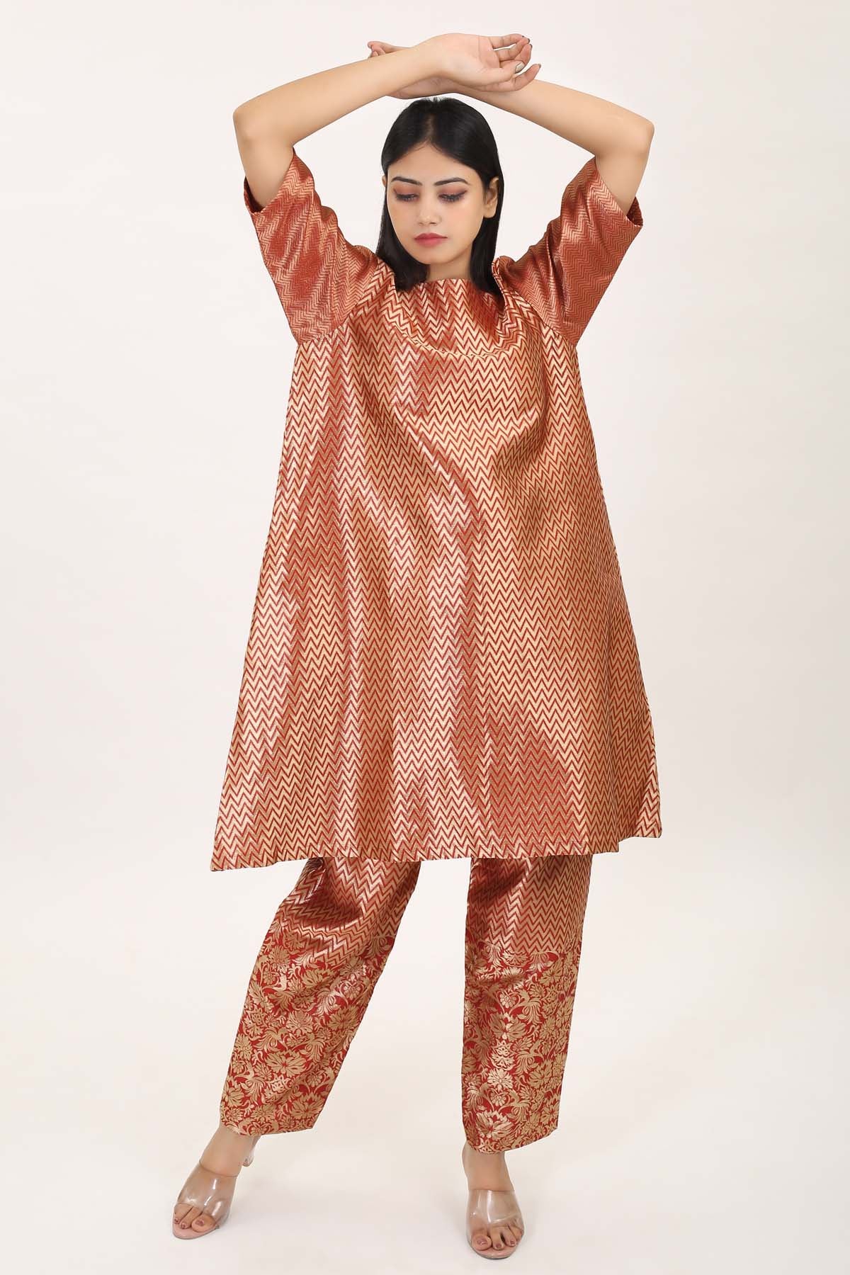 Cotton Zari Black Kurta & Pants