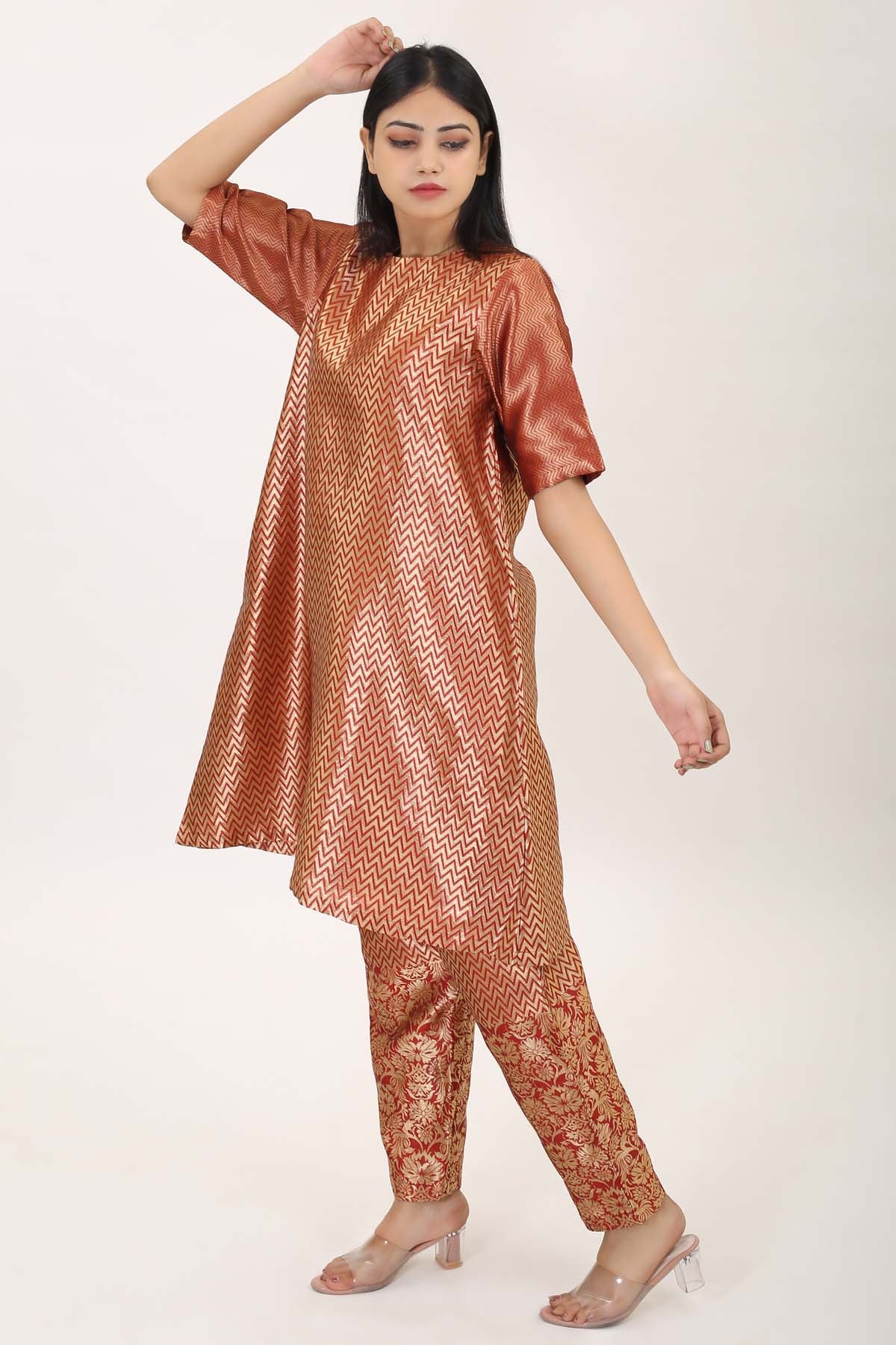 Cotton Zari Black Kurta & Pants