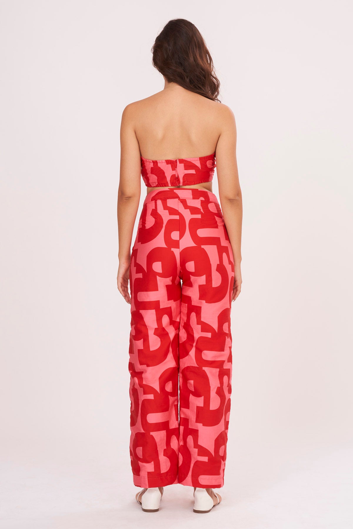 Red Cotton Satin Top & Palazzo Set