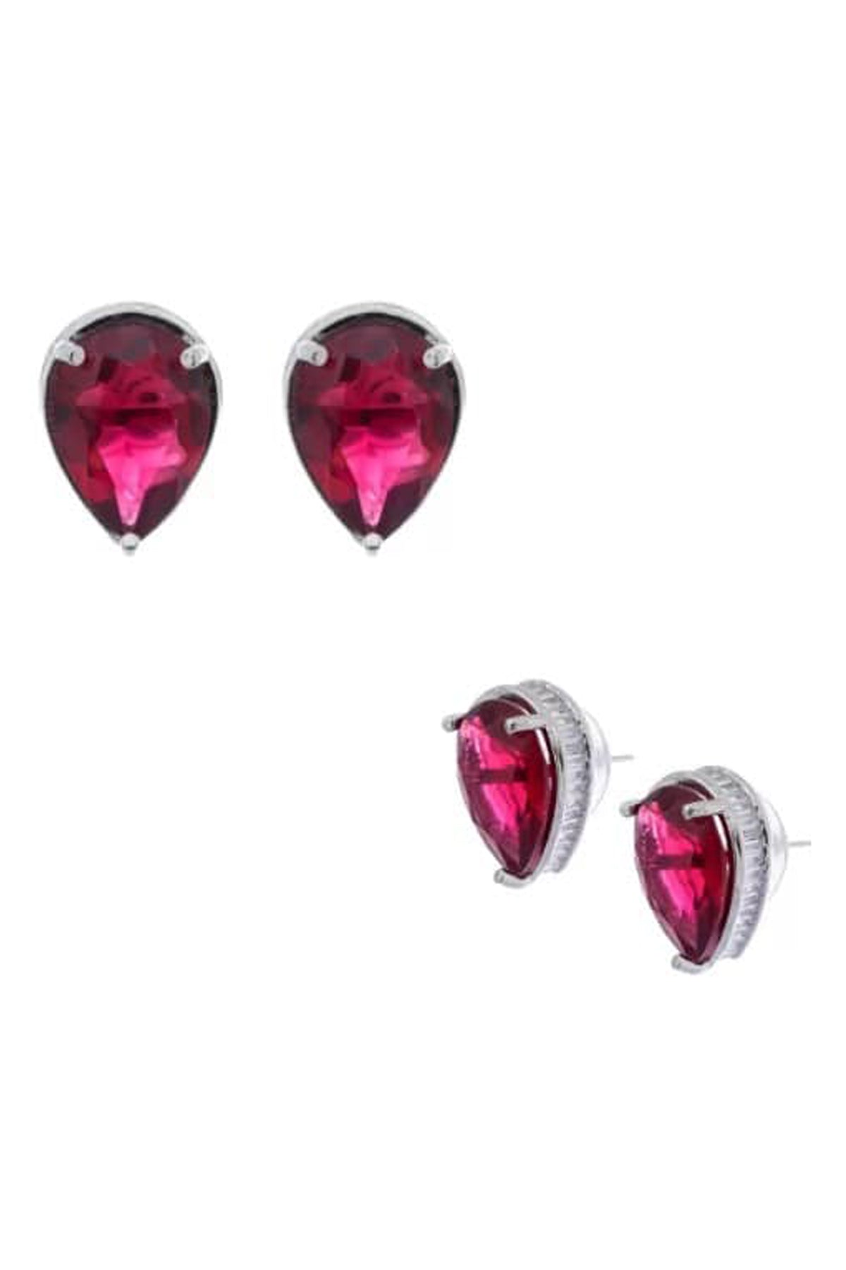 Red Diamond Leaf Shape Studs