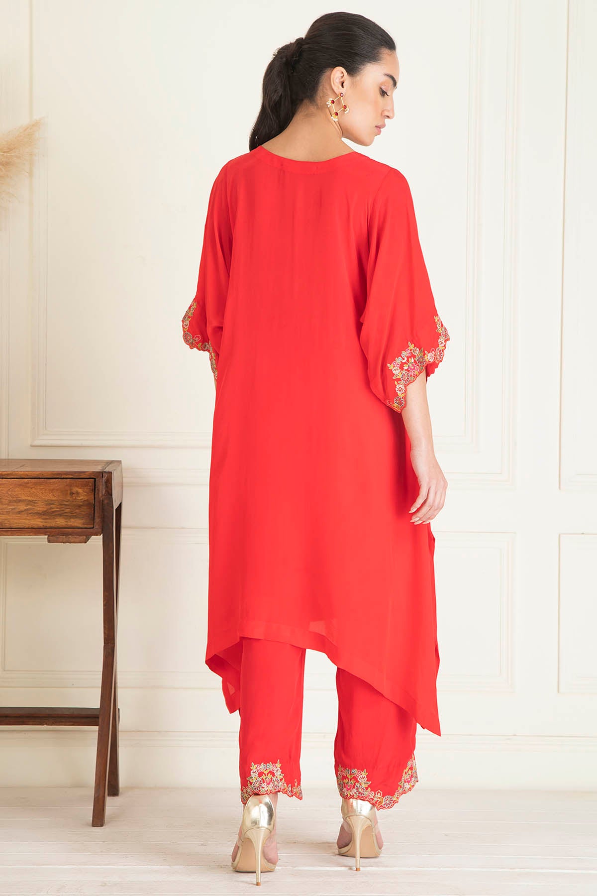 Red Embroidered Kurta & Pants