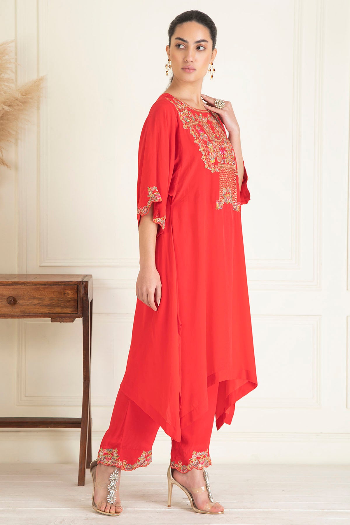 Red Embroidered Kurta & Pants