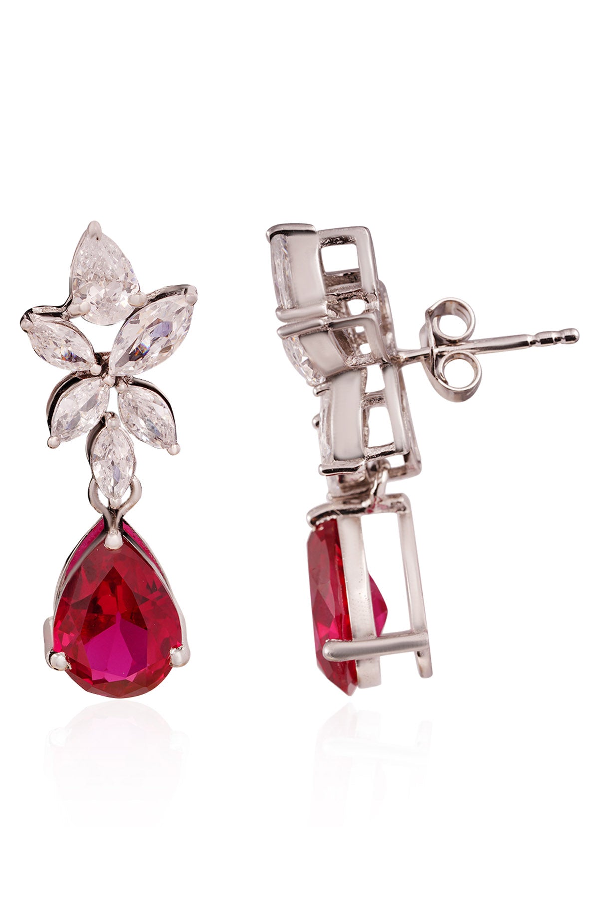 Red Floral Drop Earrings