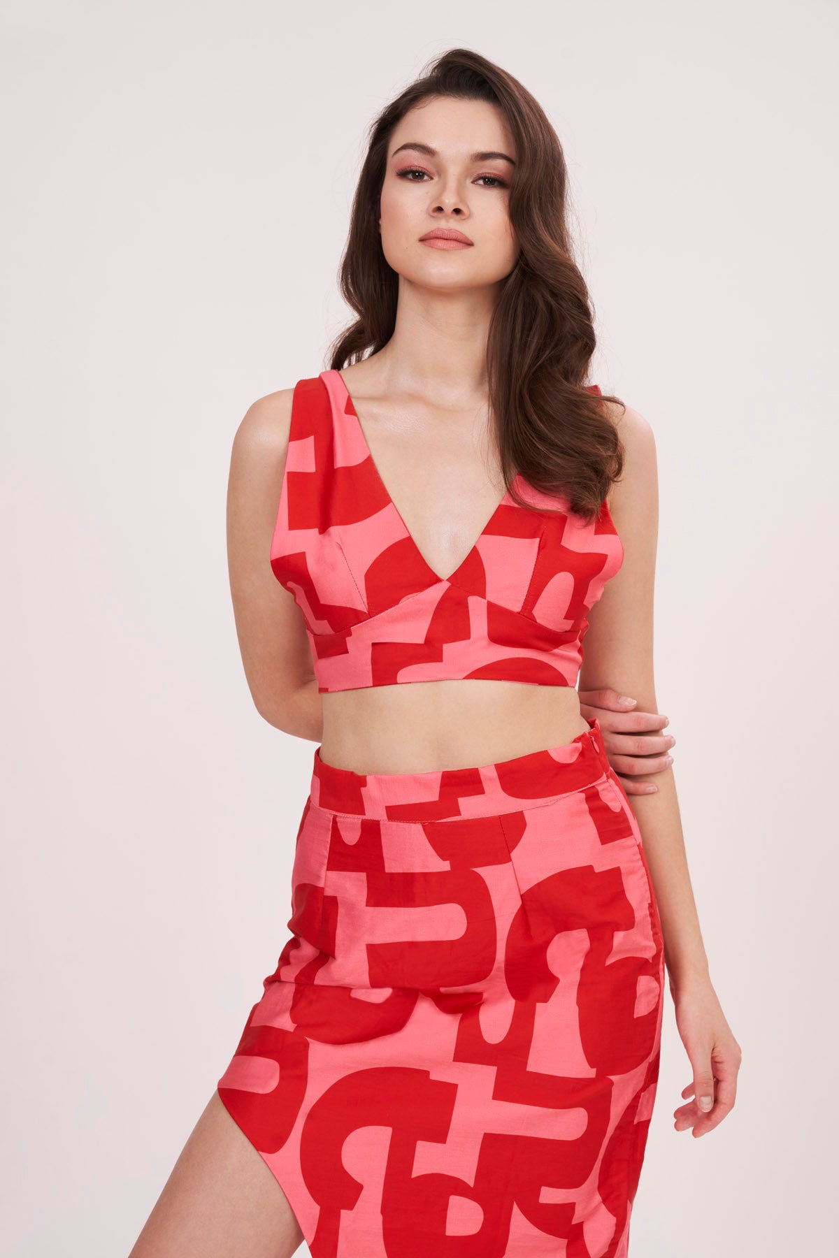 Red Geometric Design Co-ord Set