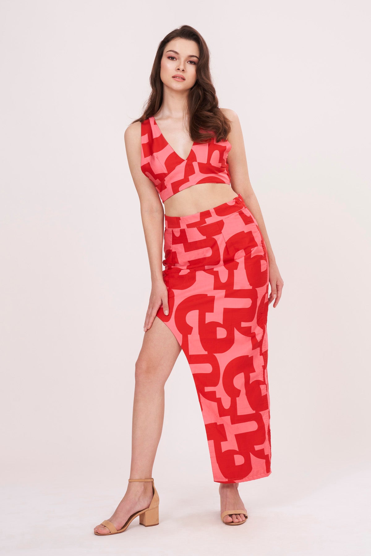 Red Geometric Design Co-ord Set