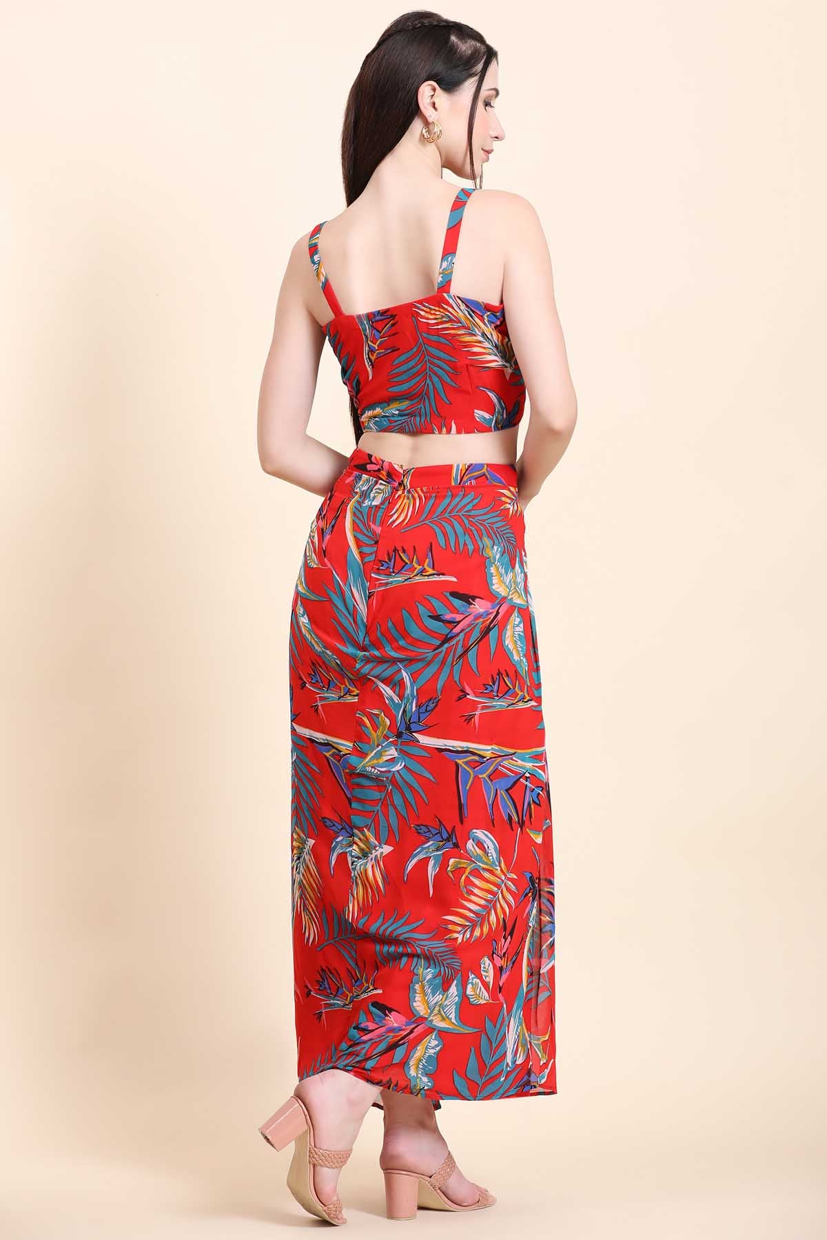 Red Georgette Cape Set