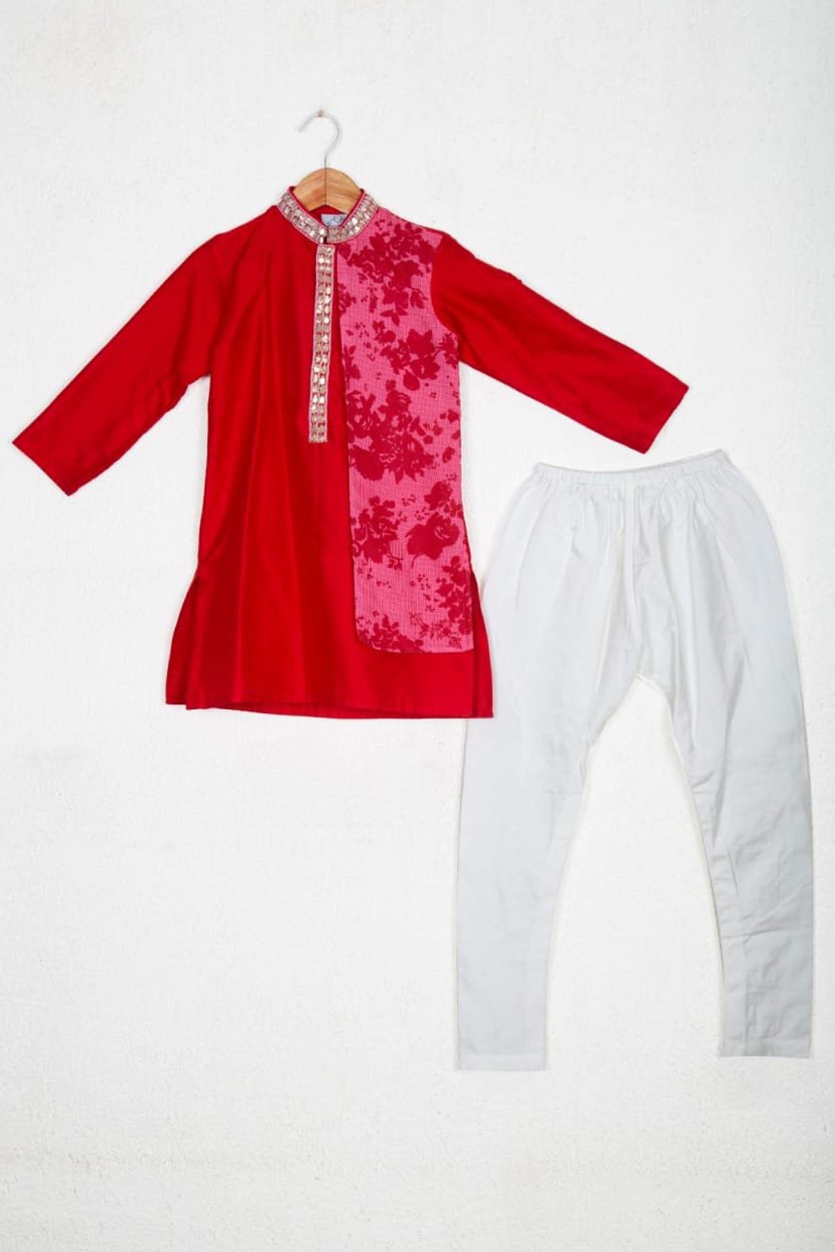 Red Kota Printed Kurta Set