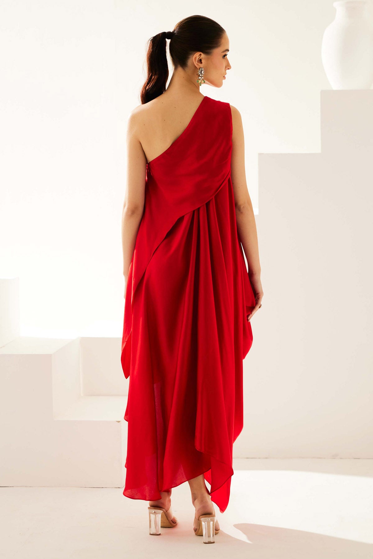 Red One Shoulder Maxi Dress