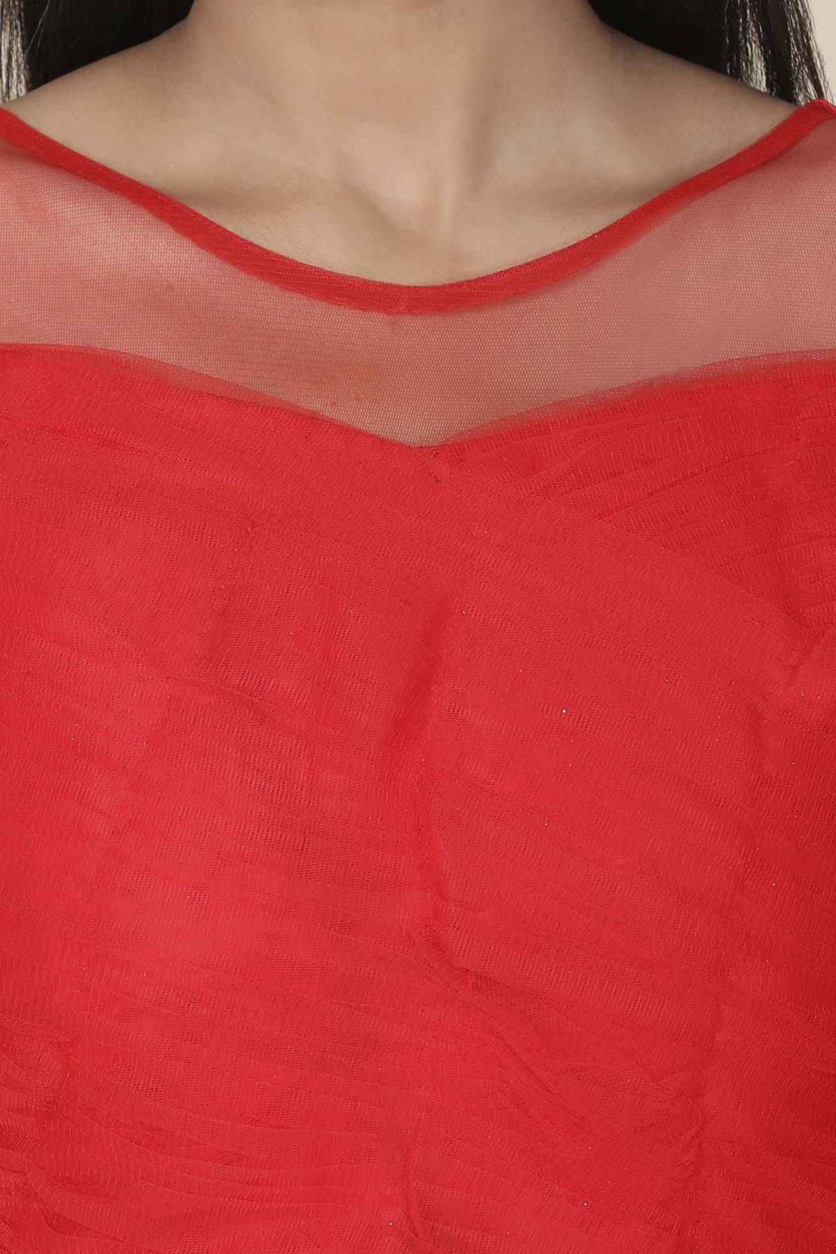 Red Pleat Draped Gown