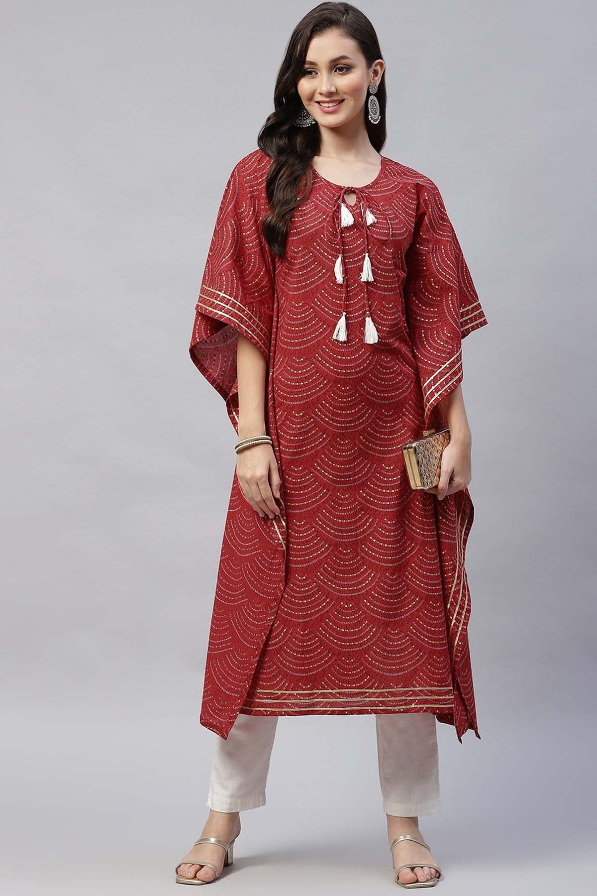 Red Printed Cotton Kaftan