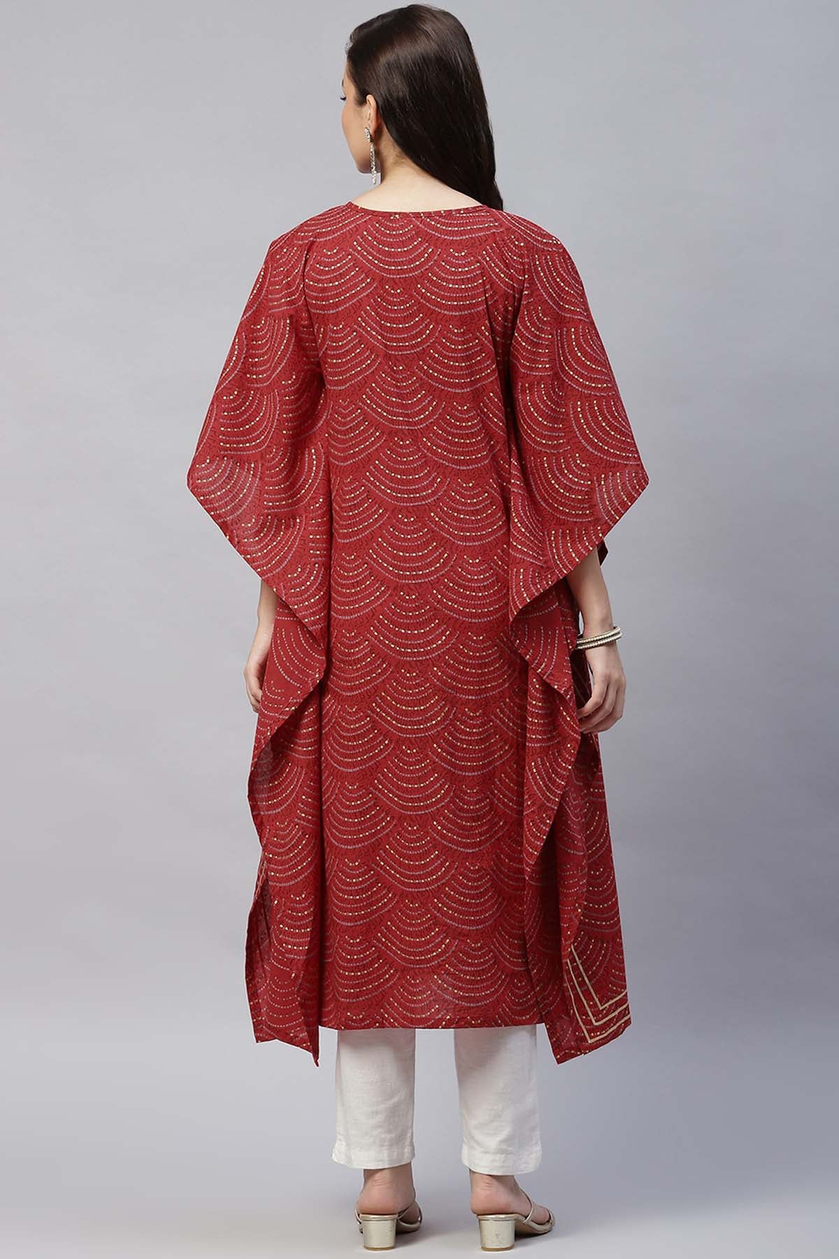 Red Printed Cotton Kaftan