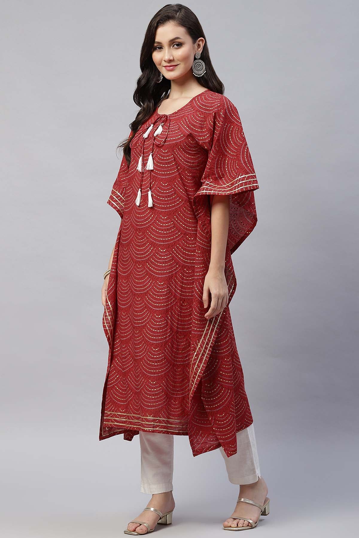Red Printed Cotton Kaftan