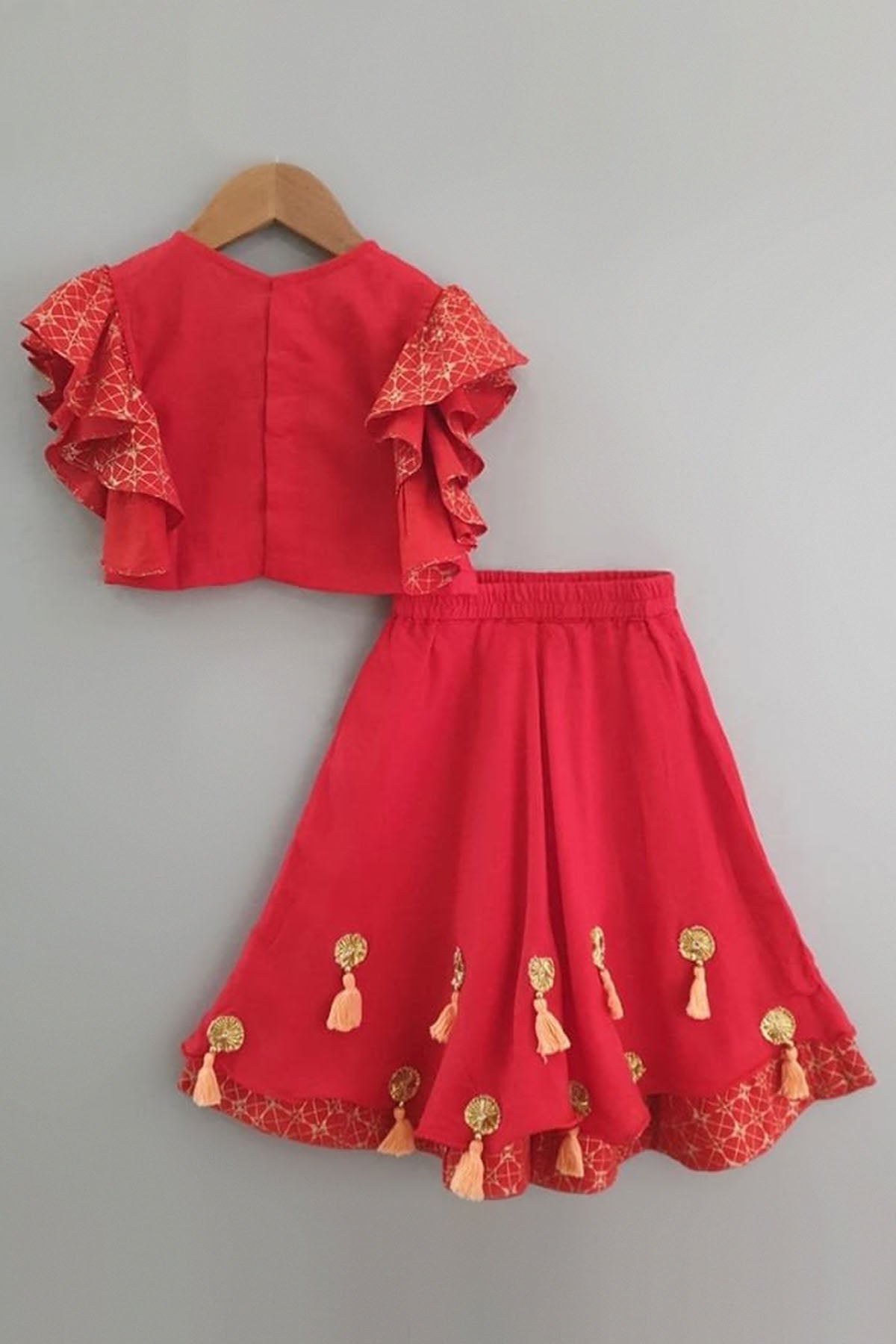Red Rayon Ghagara Set