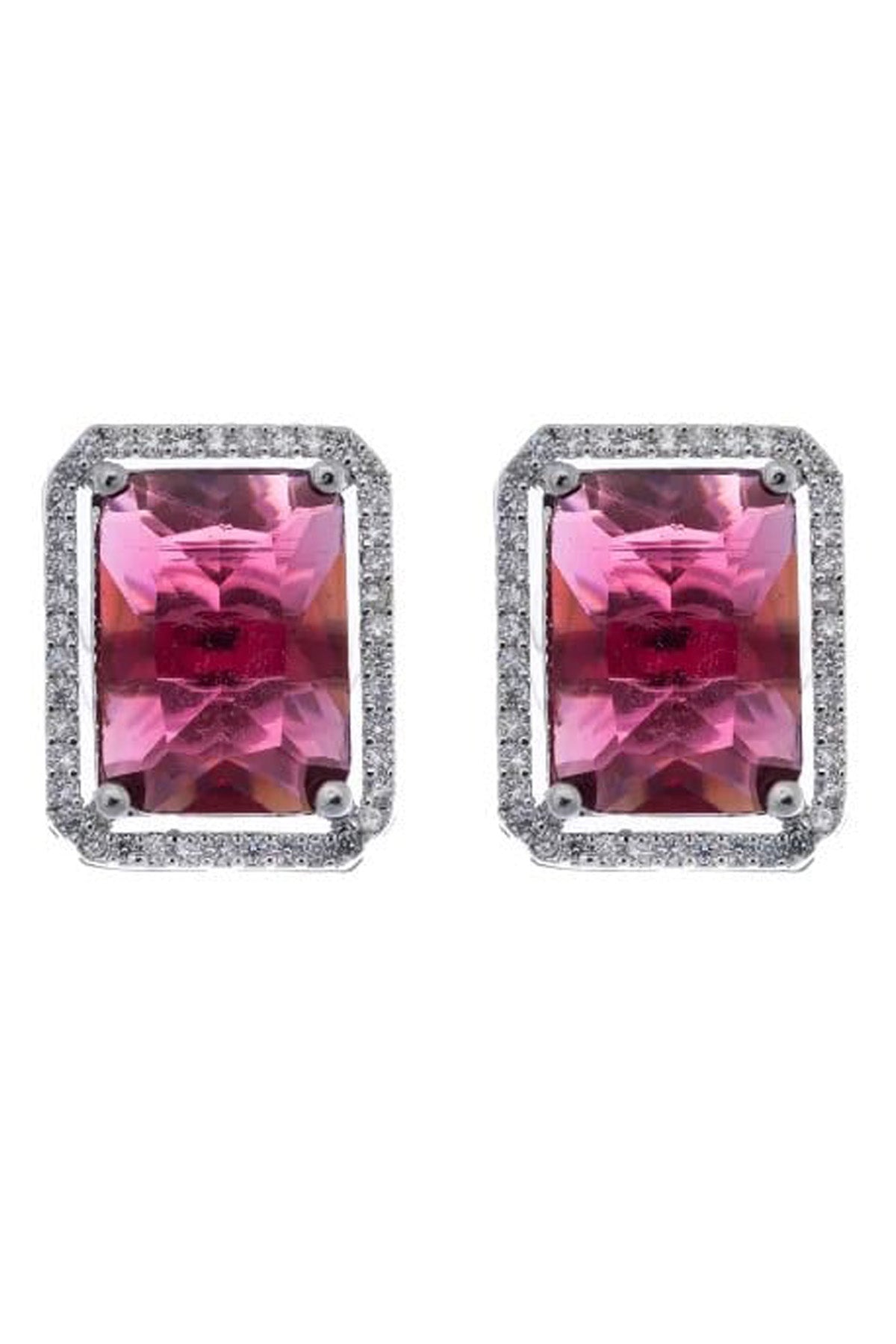 Red Rectangle Diamond Studs