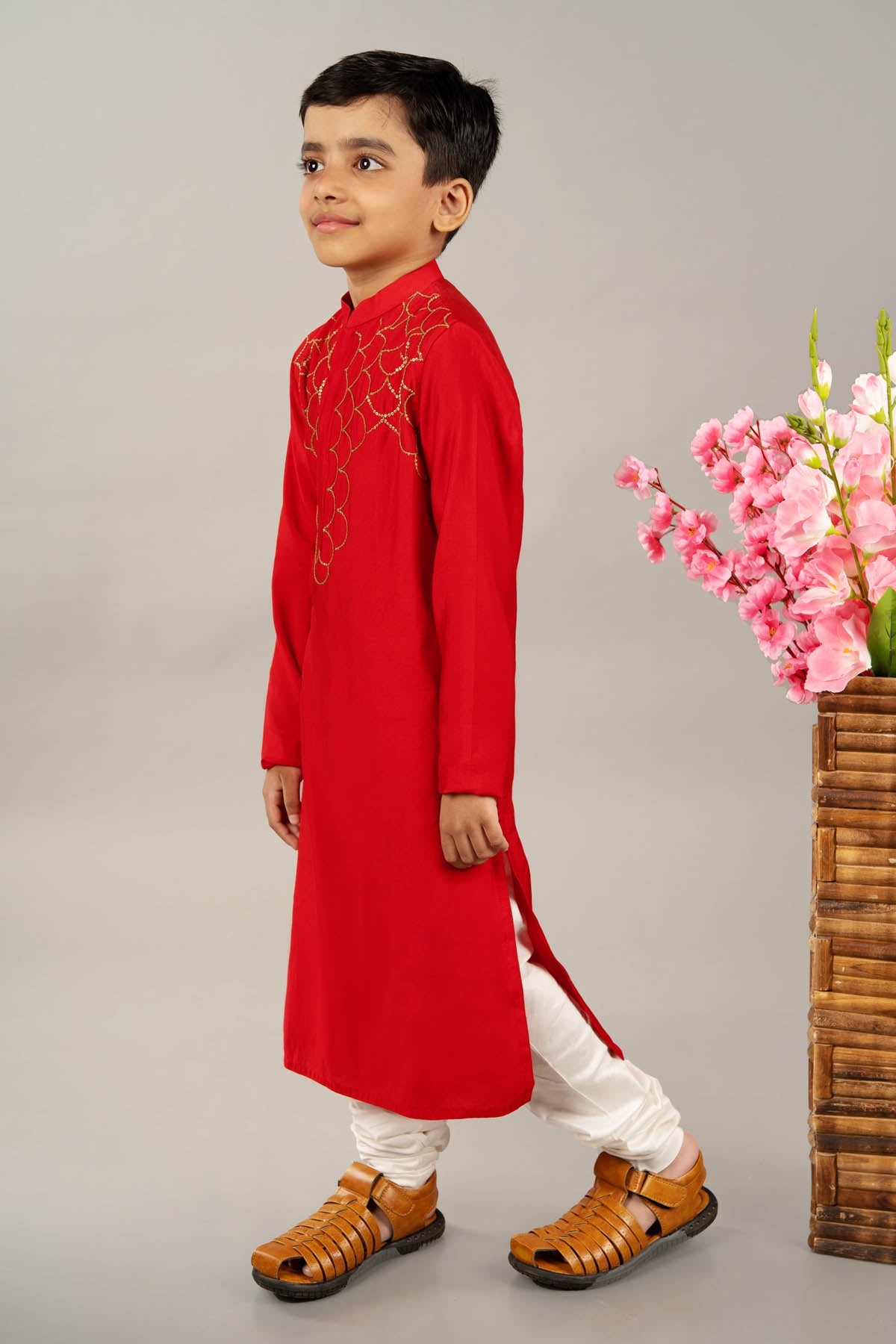 Red Sequins Kurta Set