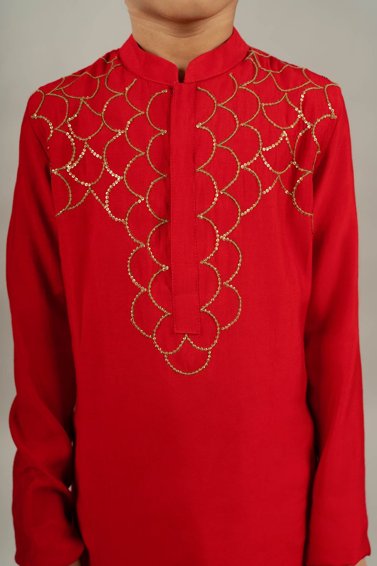 Red Sequins Kurta Set