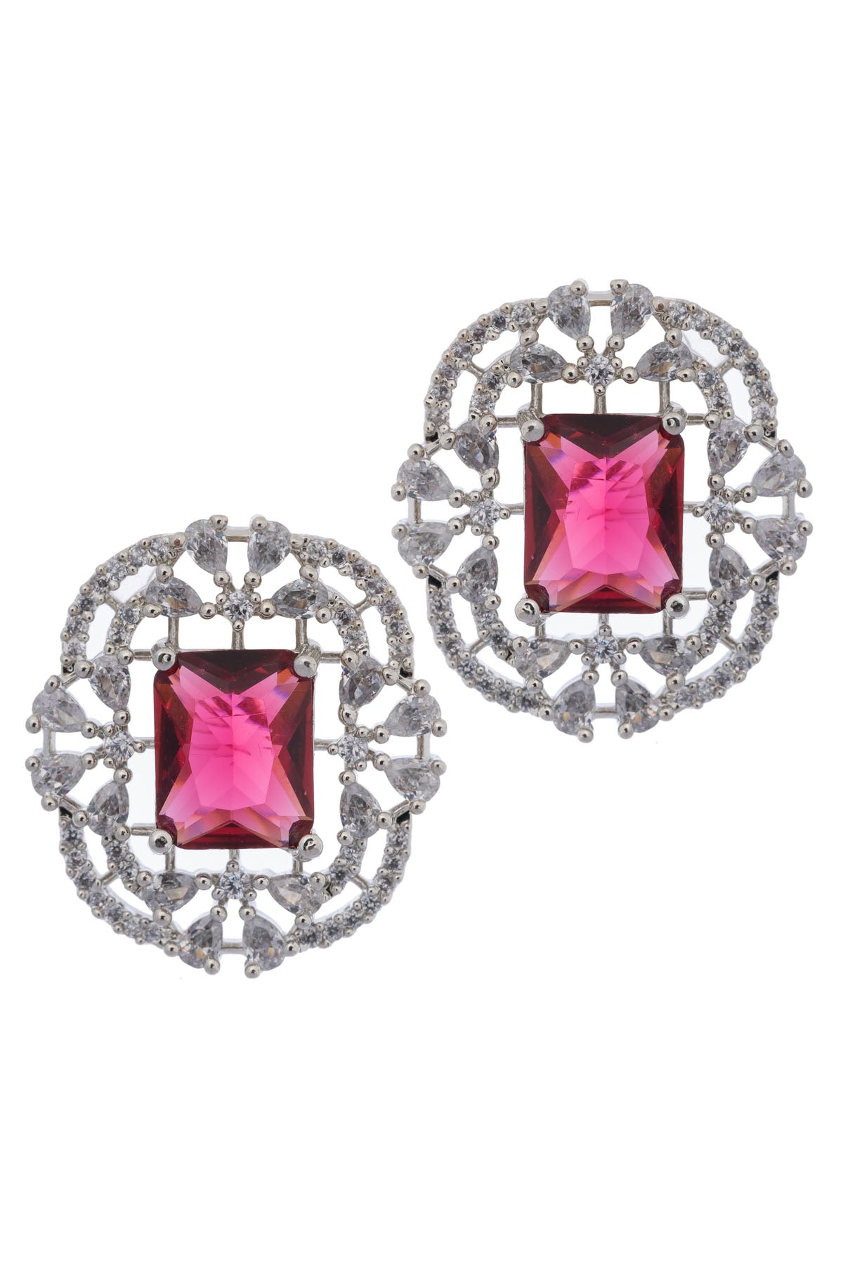Red Square Diamond Earrings