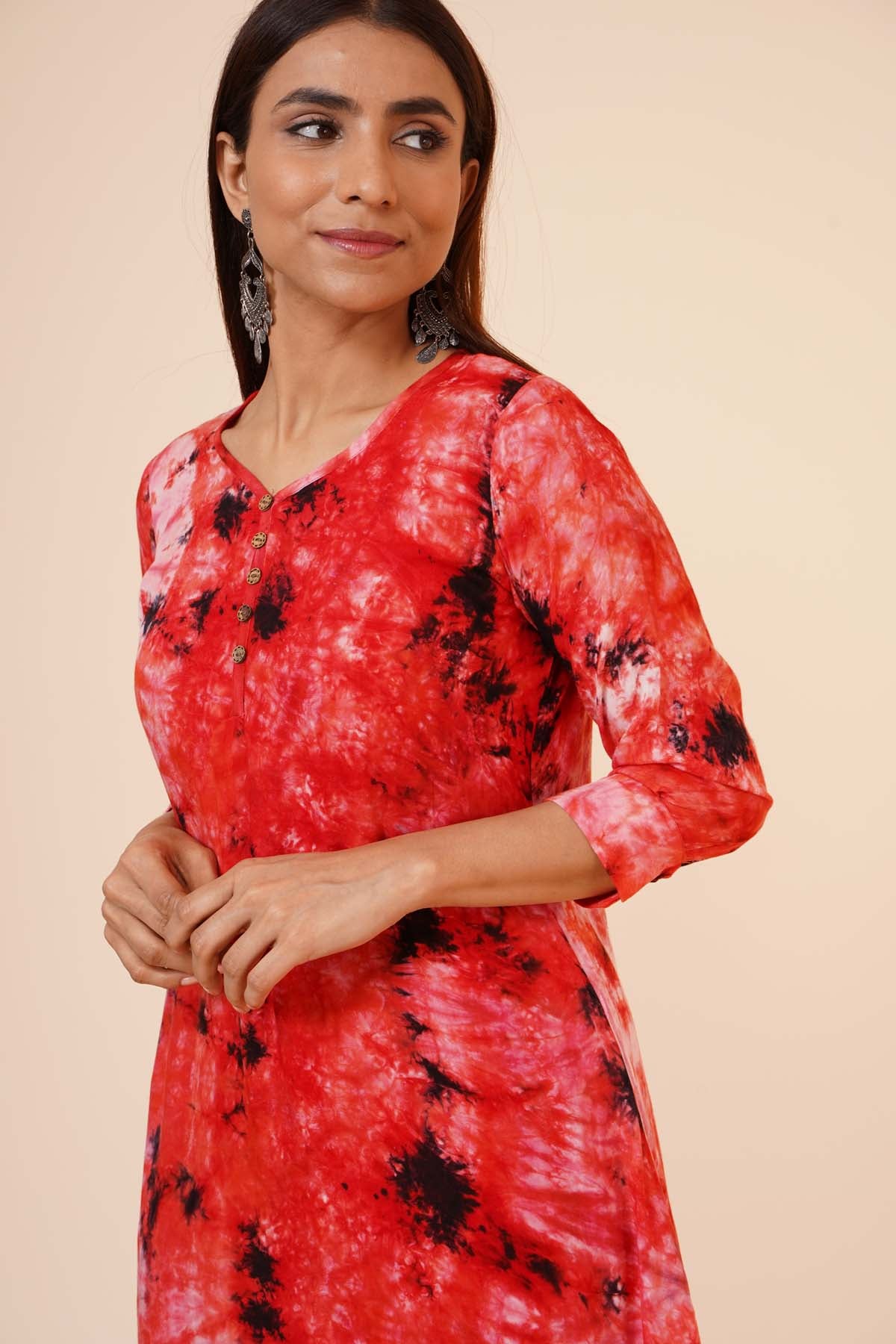 Red Tie Dye Kurti
