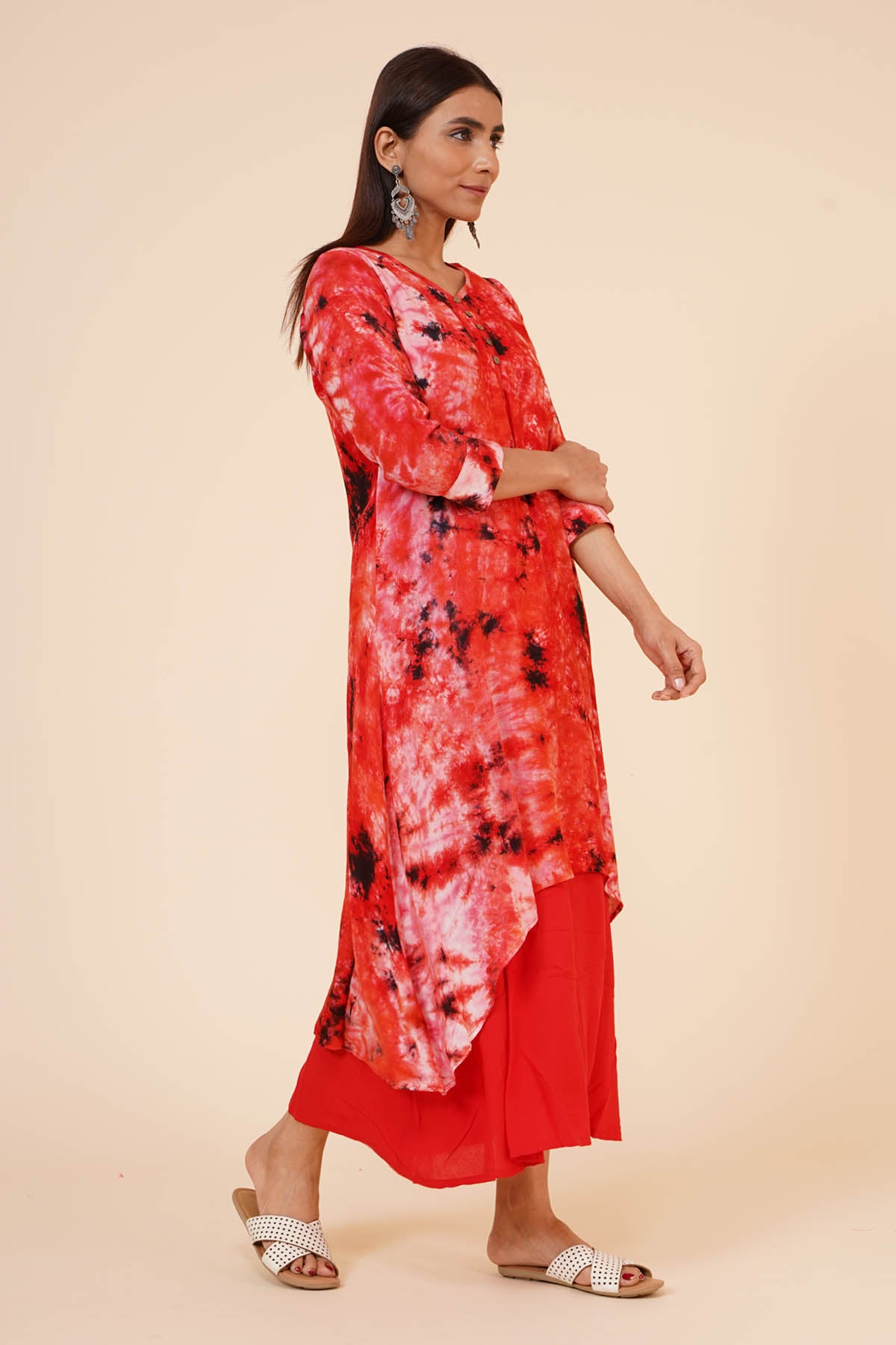 Red Tie Dye Kurti