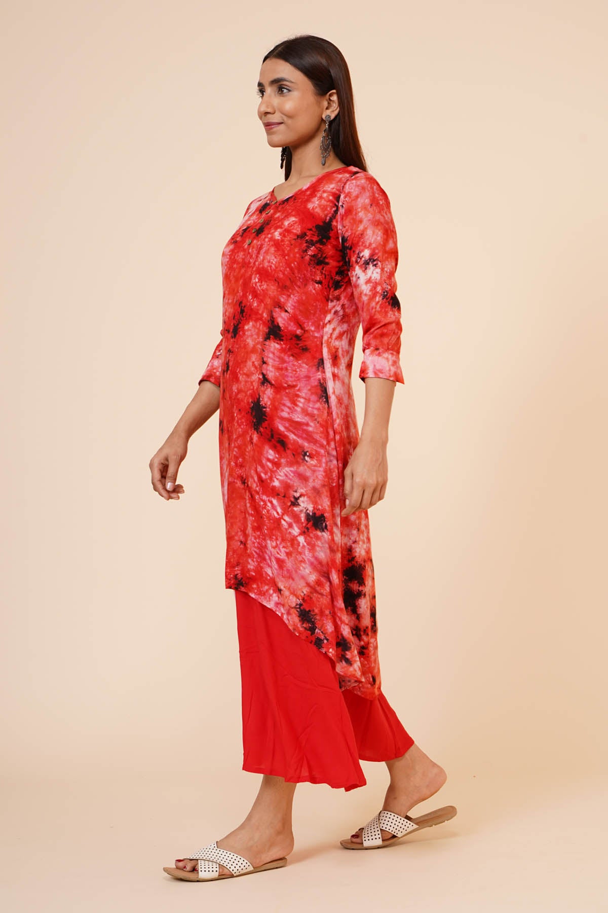 Red Tie Dye Kurti