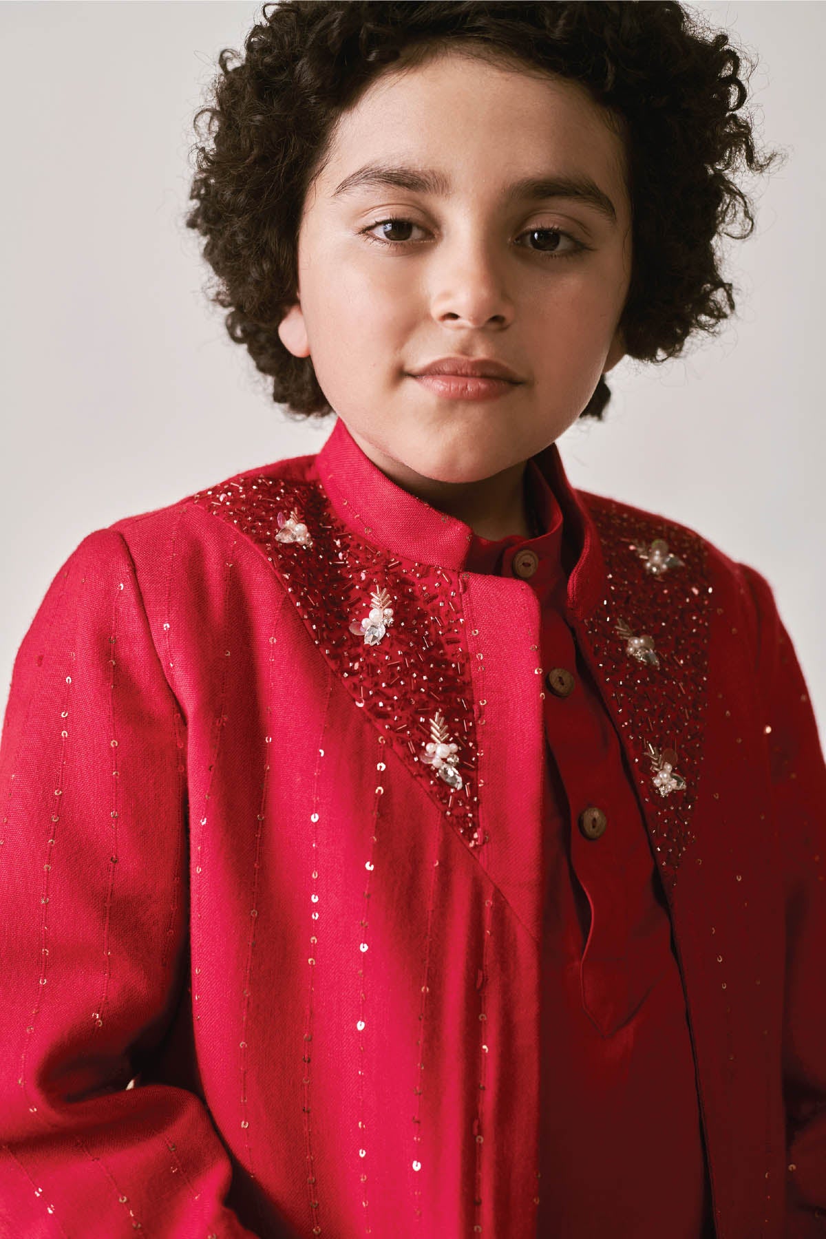 Red Vegan Silk Sherwani Set