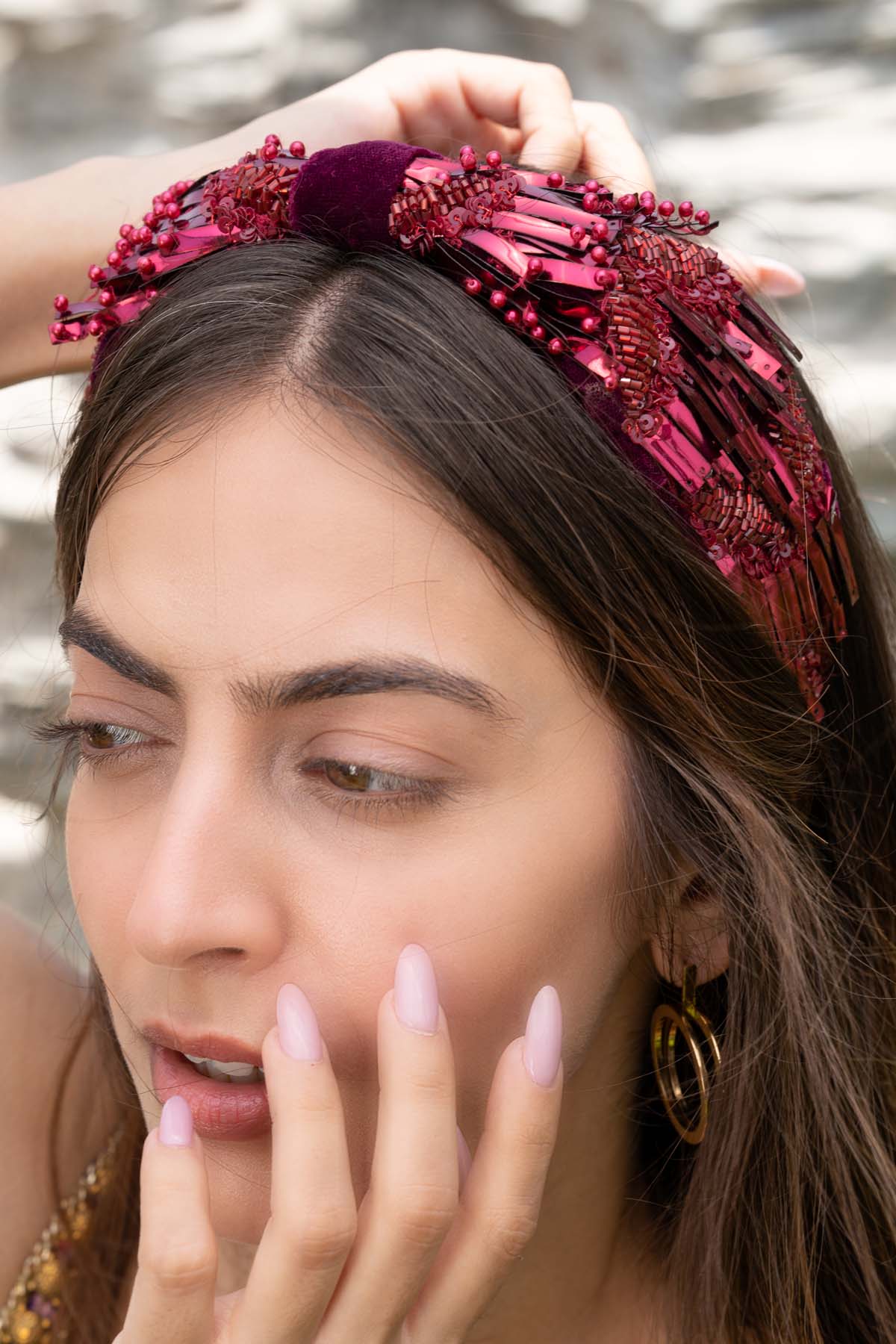 Red Velvet Sequined Headband
