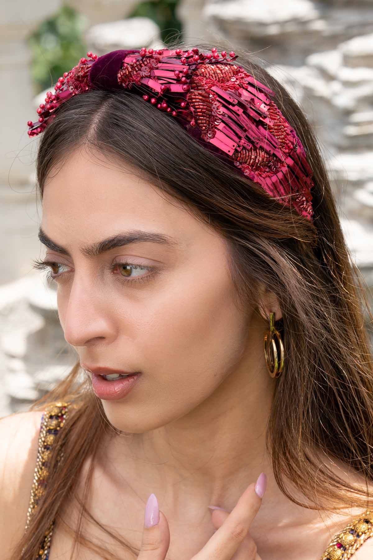 Red Velvet Sequined Headband