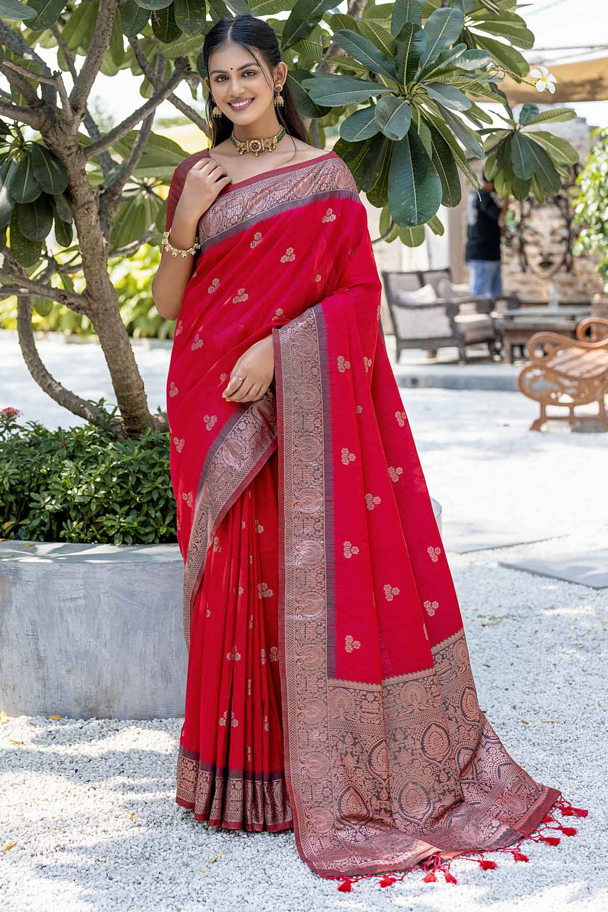 Red Zari Woven Silk Saree