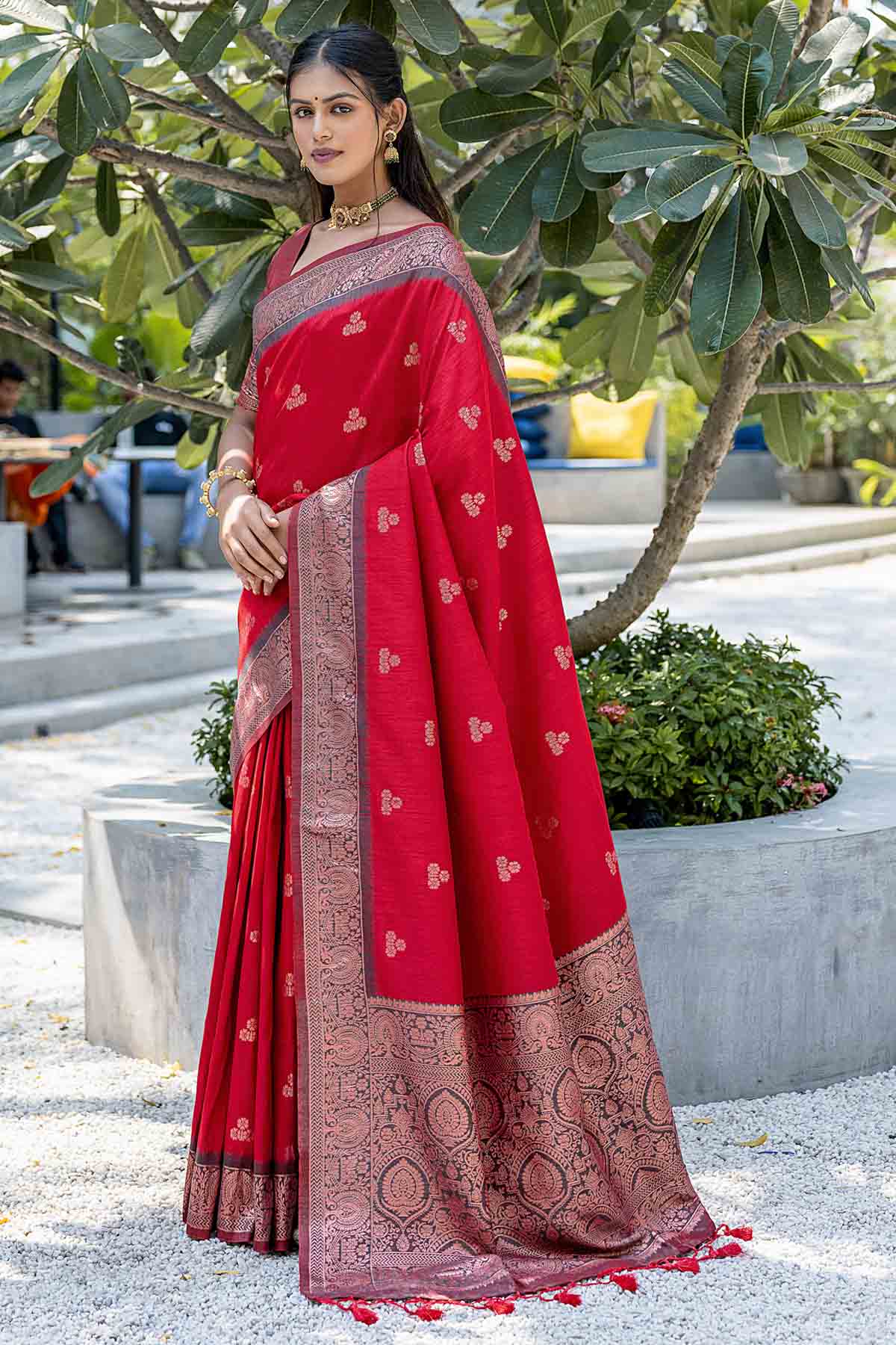 Red Zari Woven Silk Saree
