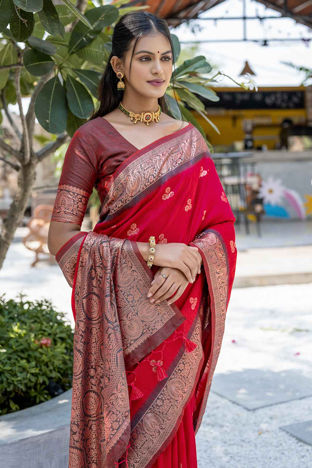 Red Zari Woven Silk Saree