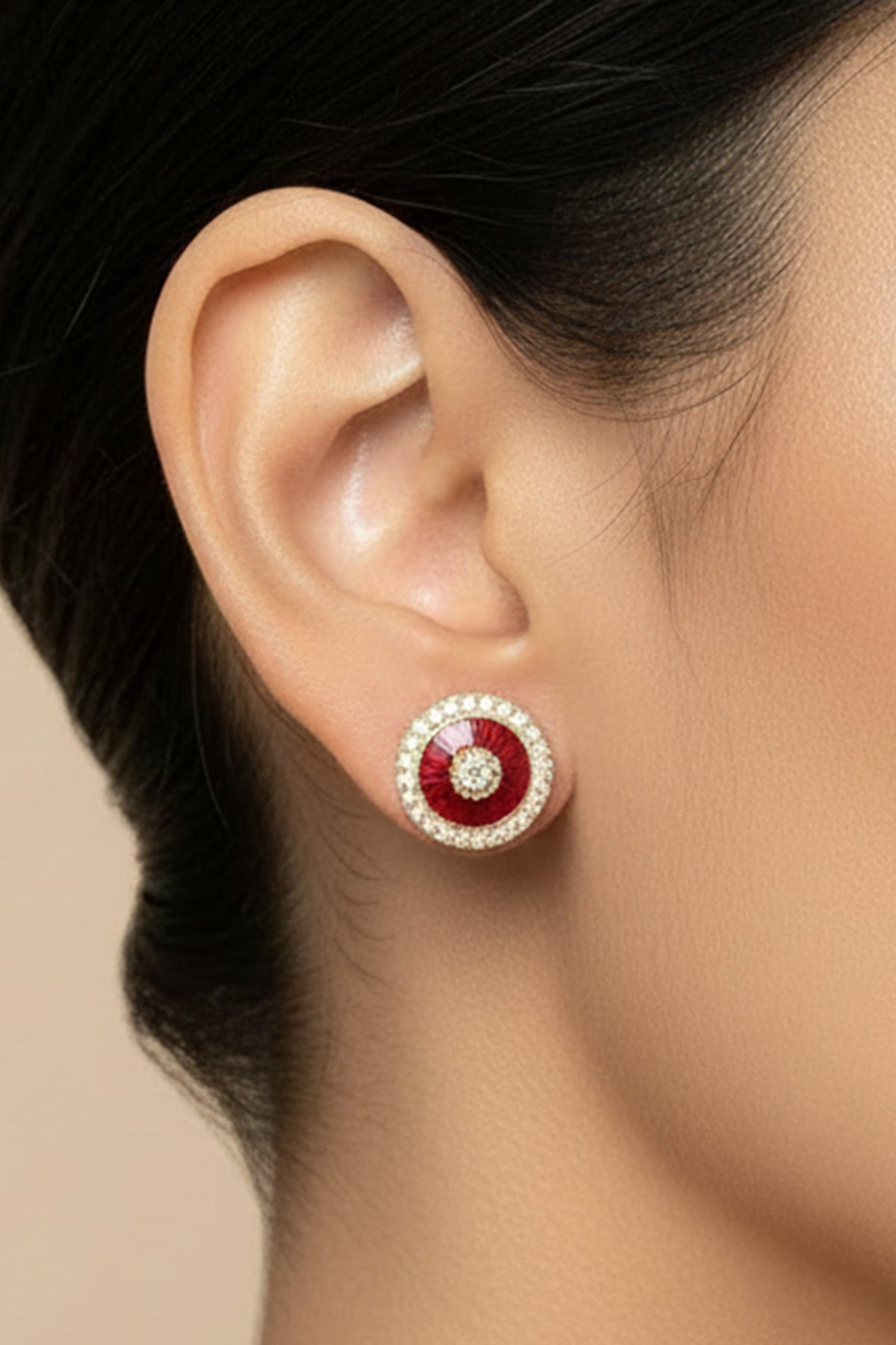 Buy Red 925 Silver Round Earring Set for women by Sica online available at scrollnshops