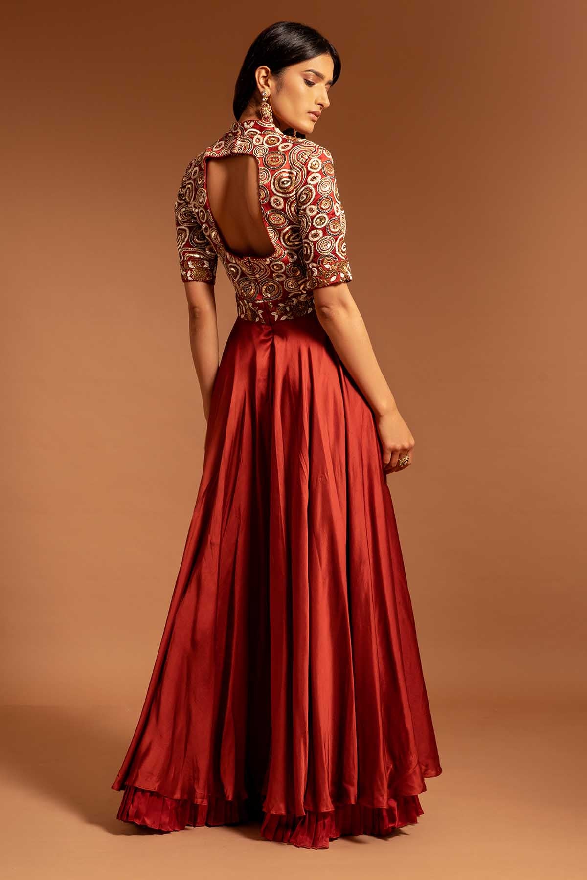 Red Ajrakh Printed Jumpsuit