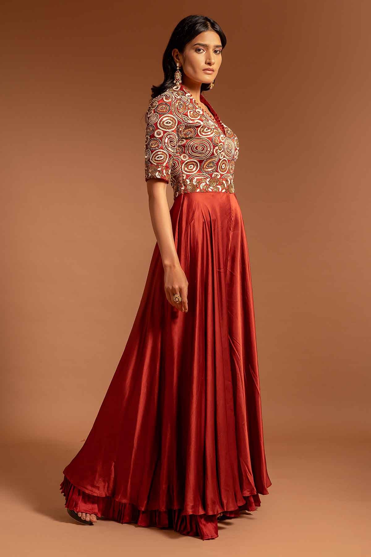 Red Ajrakh Printed Jumpsuit