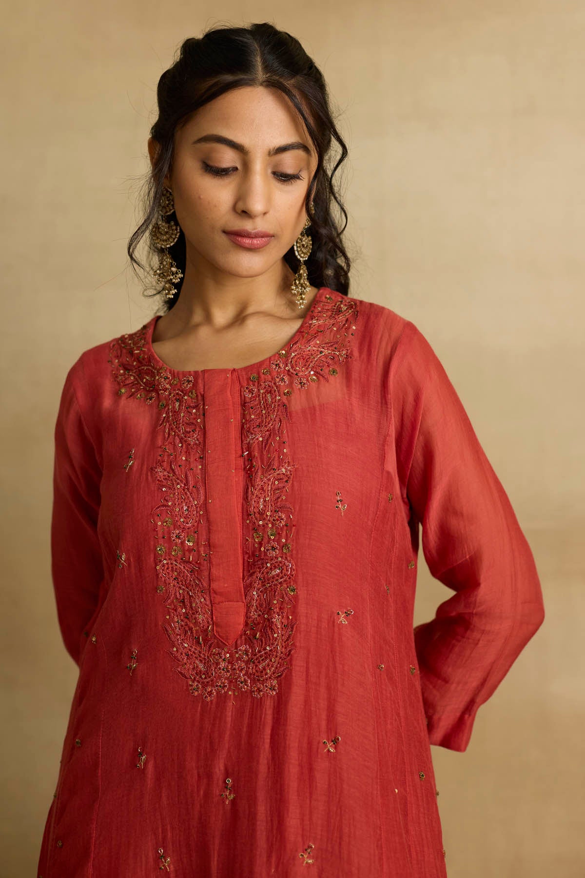 Red Ari Embroidered Kurta Set