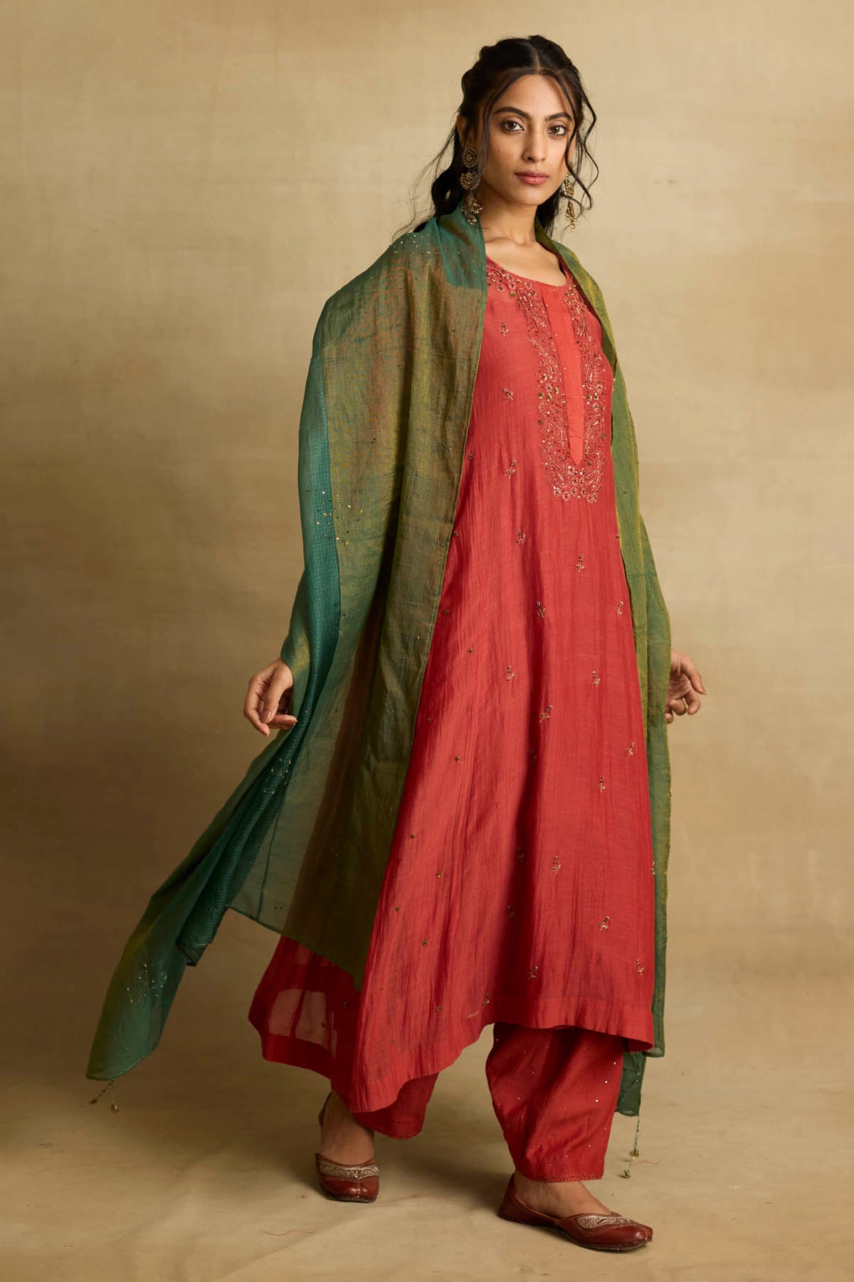 Red Ari Embroidered Kurta Set