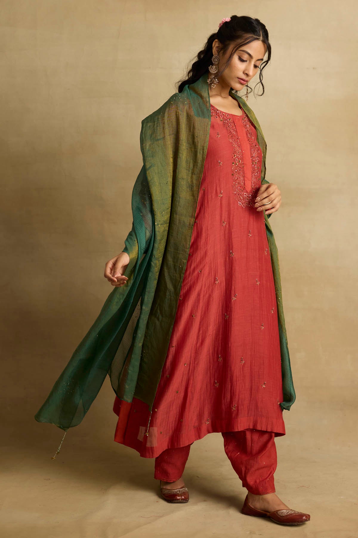 Red Ari Embroidered Kurta Set