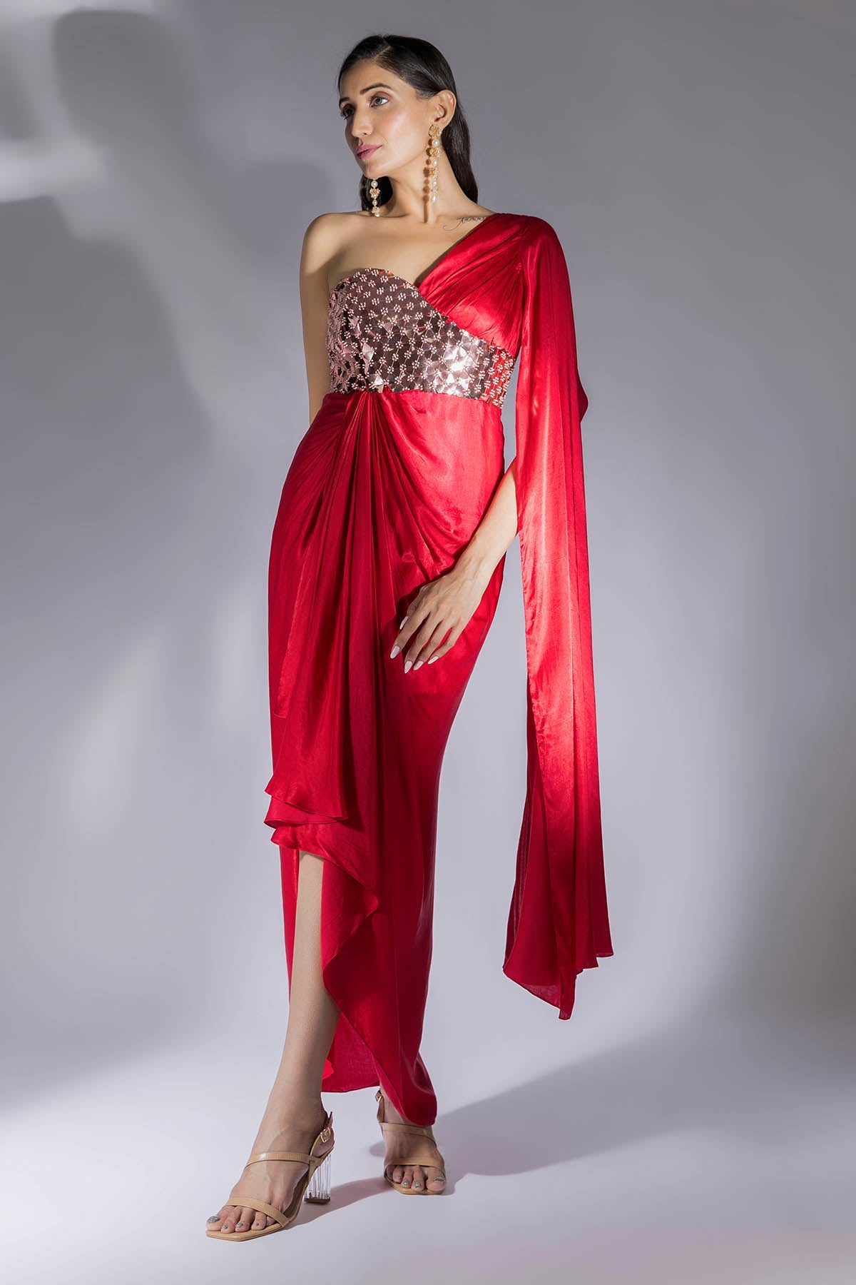 Buy Red Beads Embroidered Dress by Masumi Mewawalla for women online at ScrollnShops