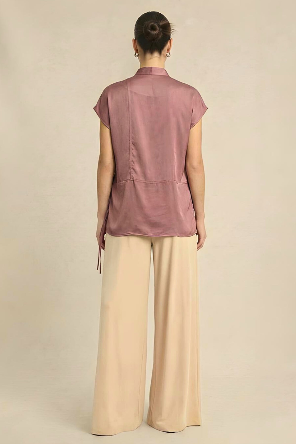 Red Bemberg Silk Crew Neck Top