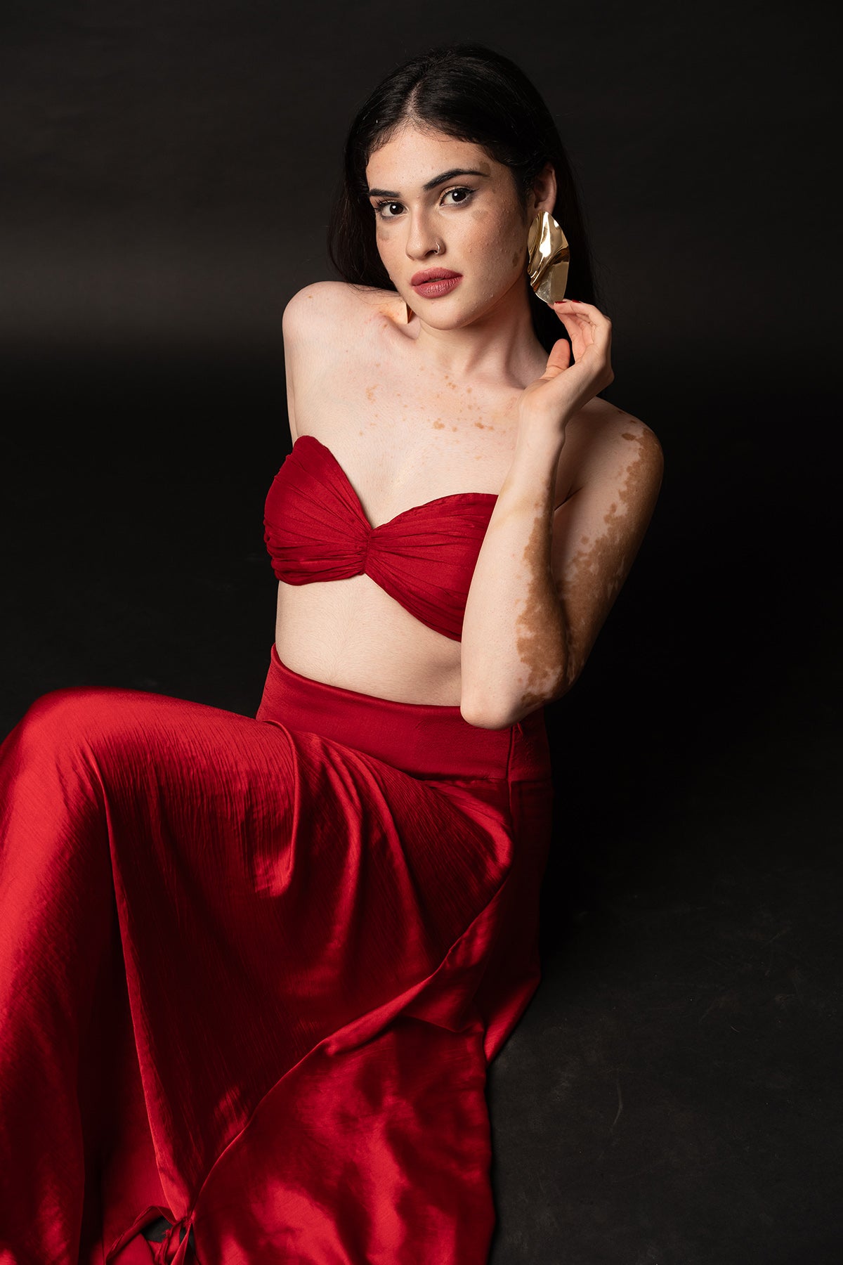 Red Bird Embroidered Skirt Set