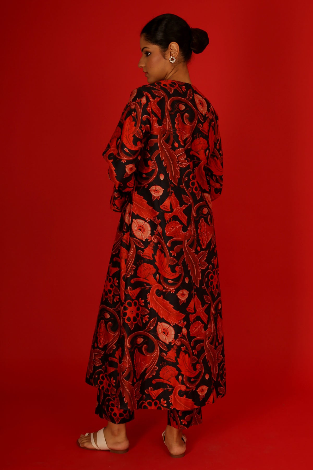 Red Chanderi Printed Kurta Set