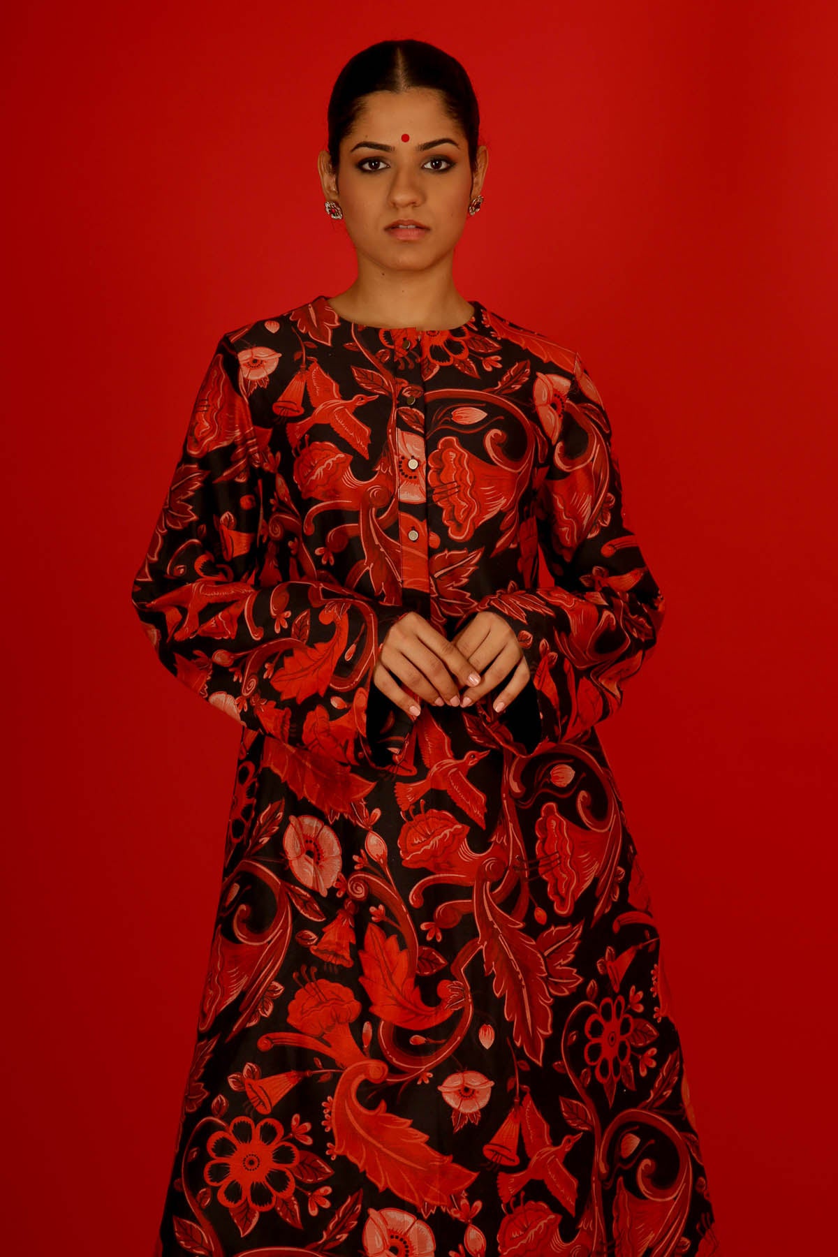 Red & Black Digitally Printed Kurta