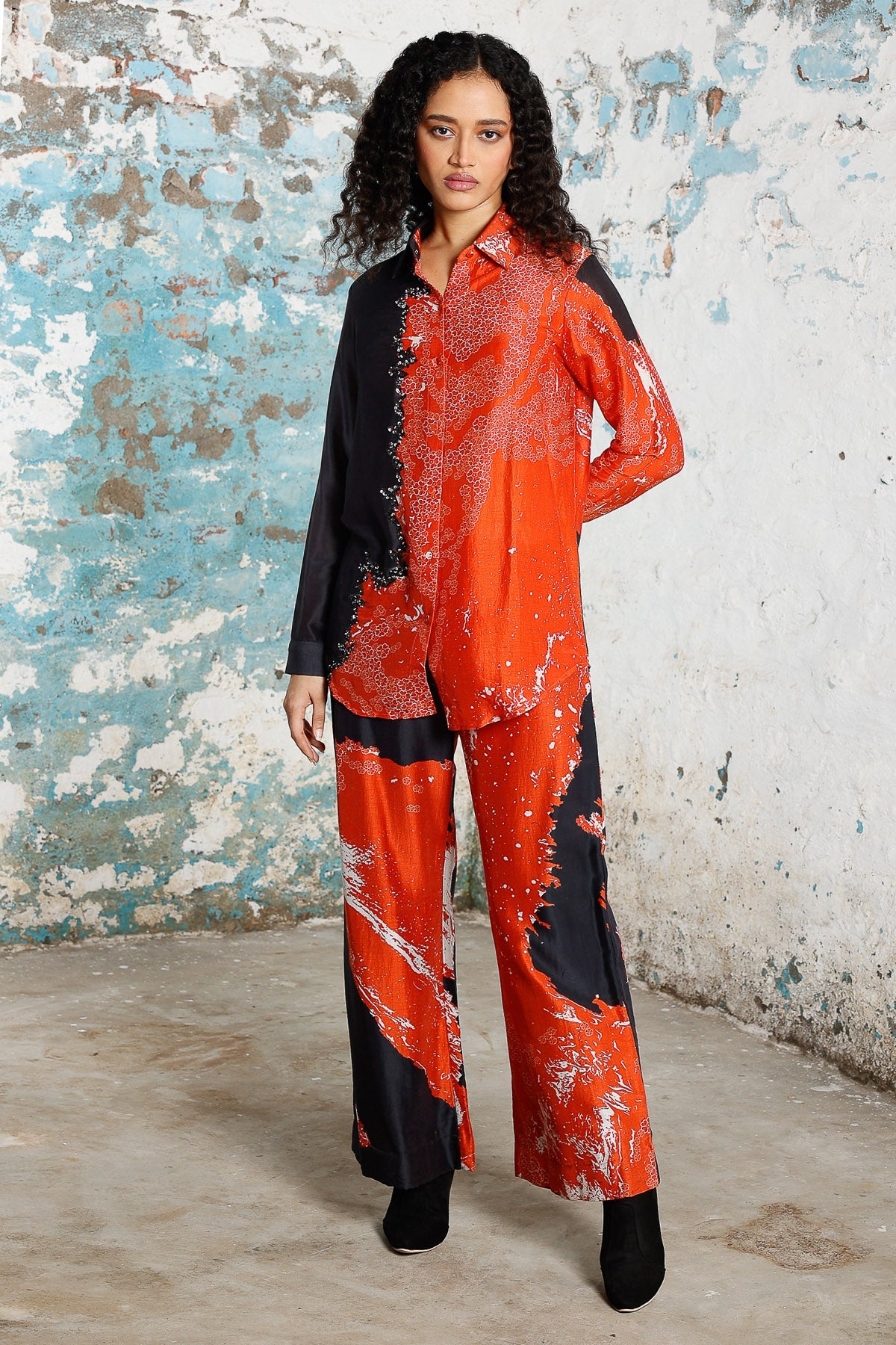 Buy Red & Black Printed Co-ord Set for women by Saksham Neharicka online available at scrollnshops