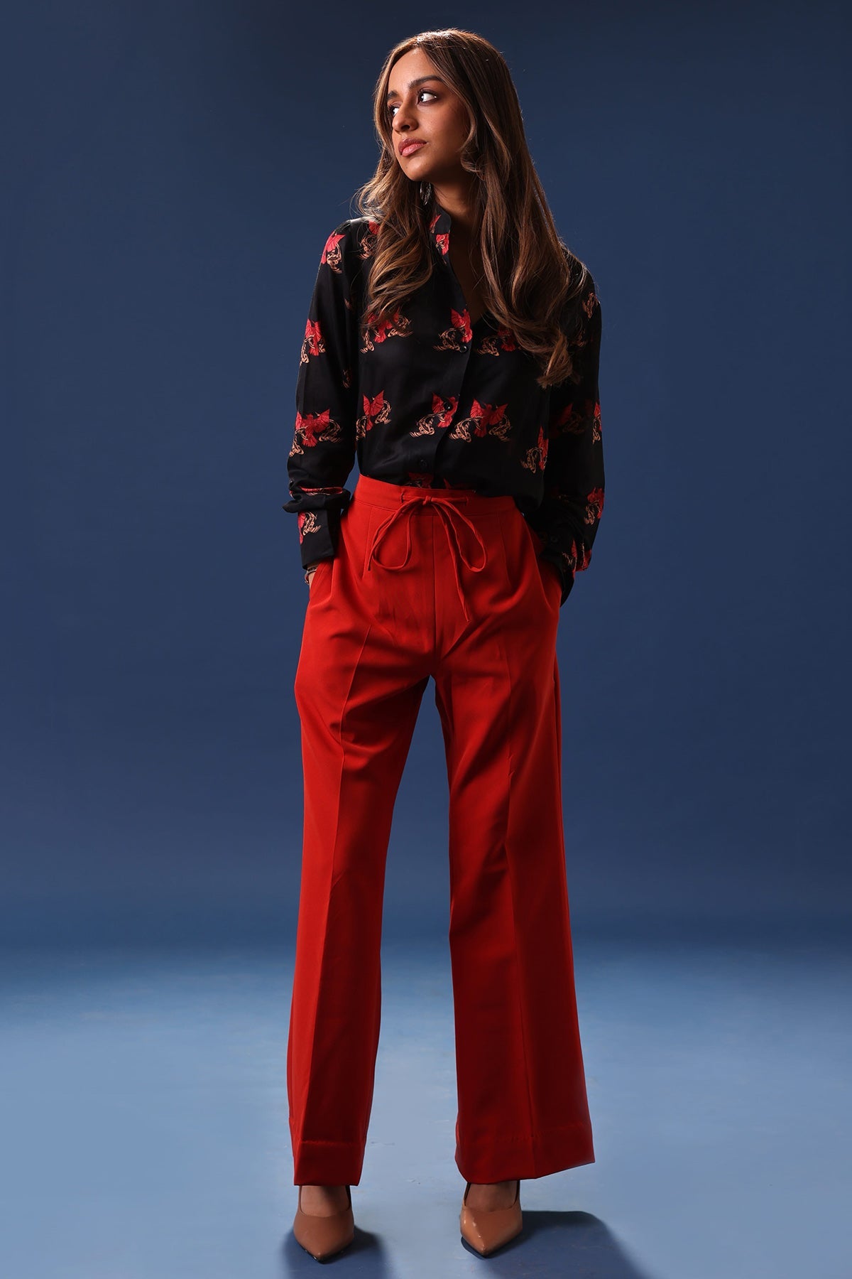 Buy Red & Black Printed Fusion Set for Women by 97 Motifs Designer online available at scrollnshops