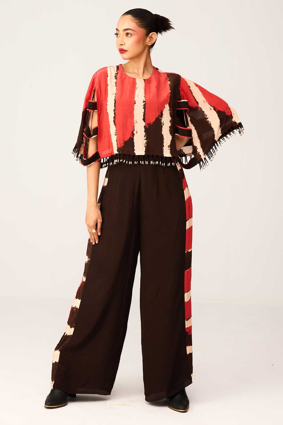 Buy Red & Black Printed Pants Set by Shristi Chetani for women online at ScrollnShops